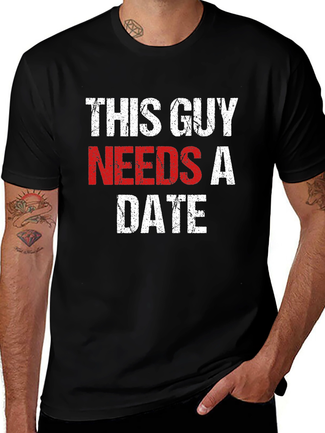 This Guy Needs a Date - Novelty T-Shirt