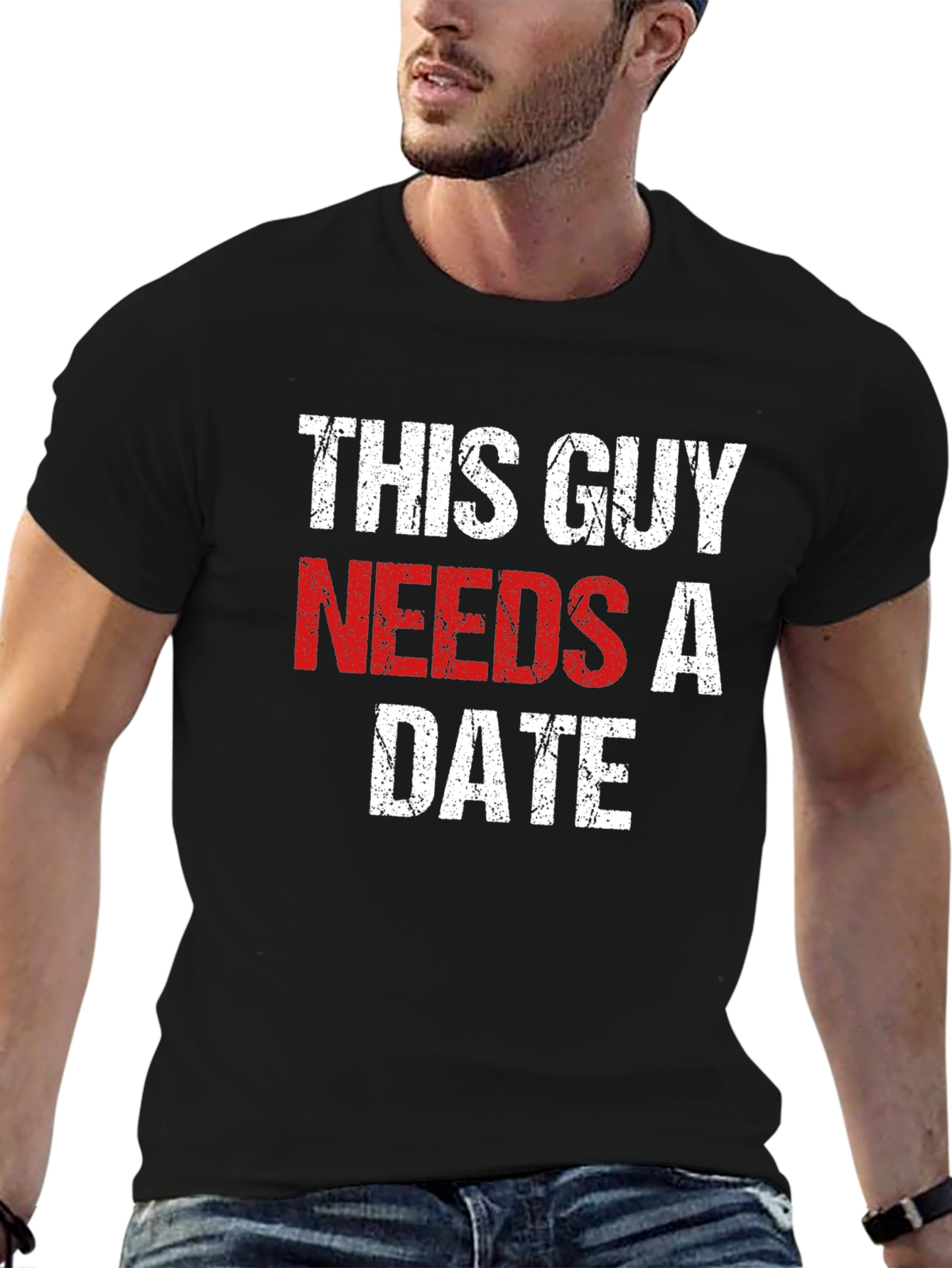 This Guy Needs a Date - Novelty T-Shirt
