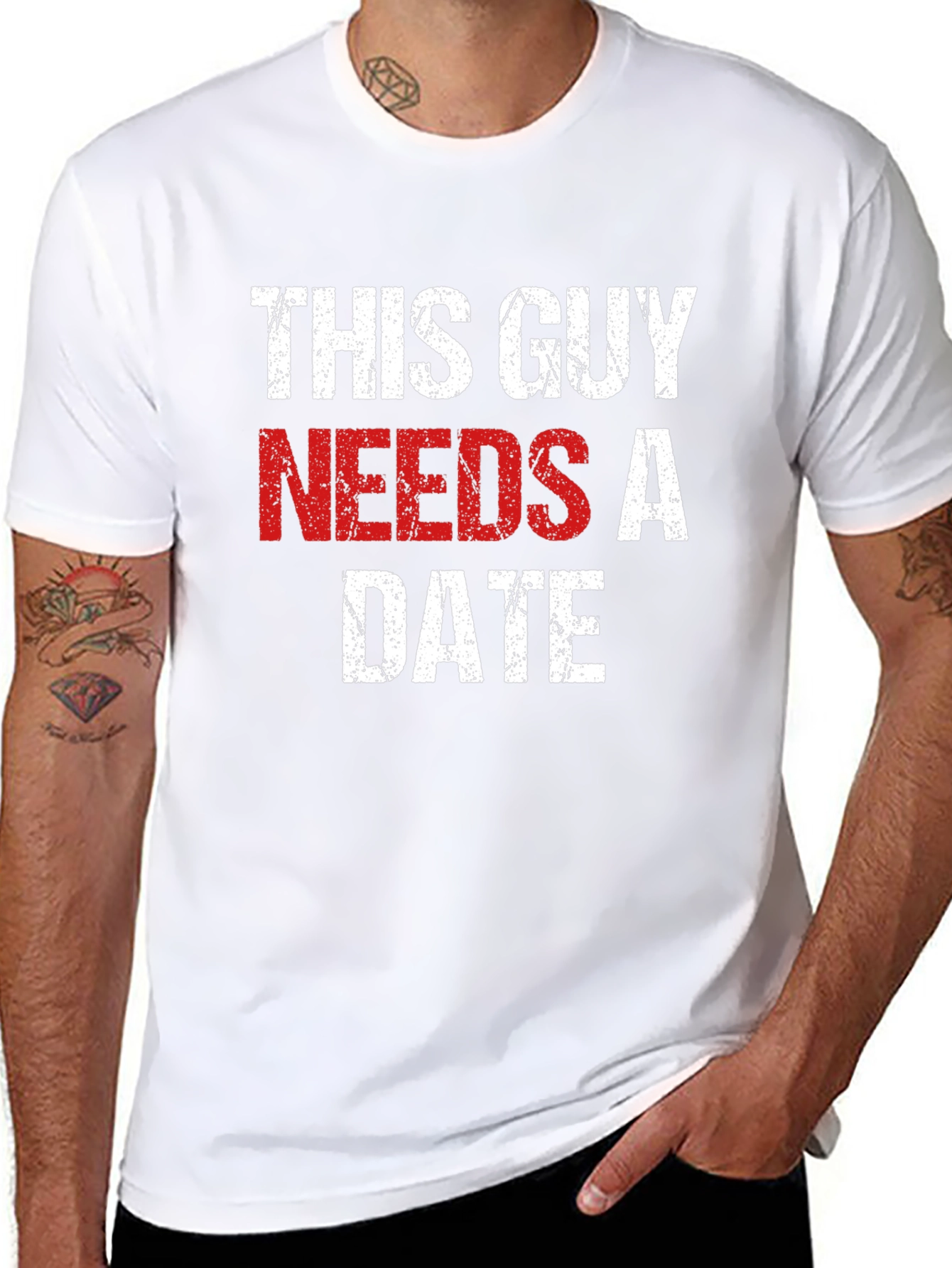 This Guy Needs a Date - Novelty T-Shirt