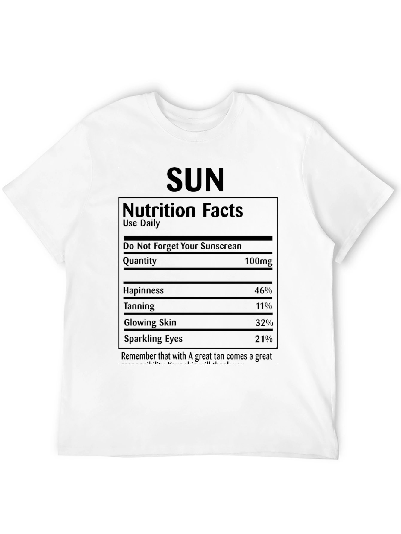 Sun Nutrition Facts T-Shirt - Wearable Vitamin D!