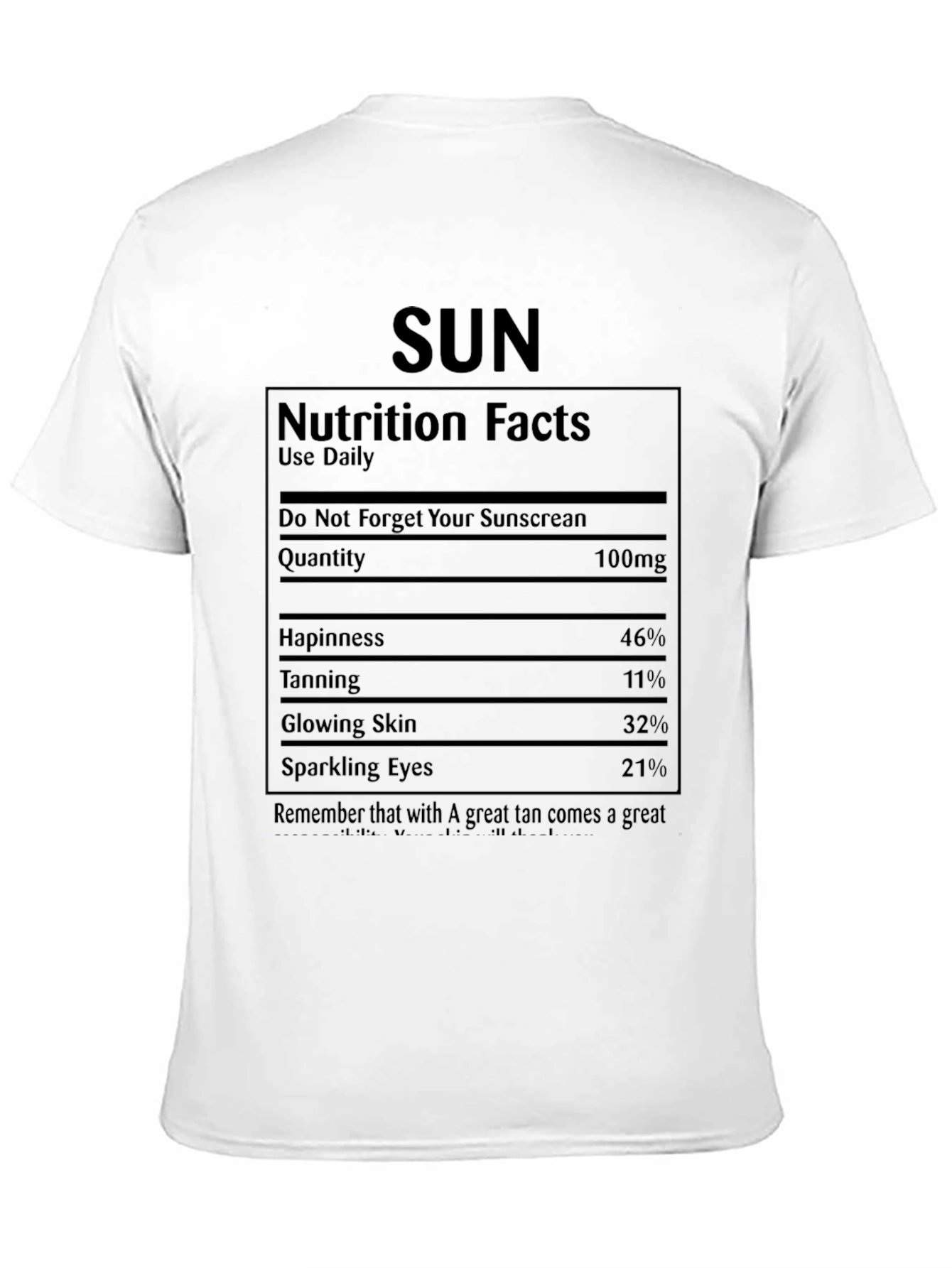 Sun Nutrition Facts T-Shirt - Wearable Vitamin D!