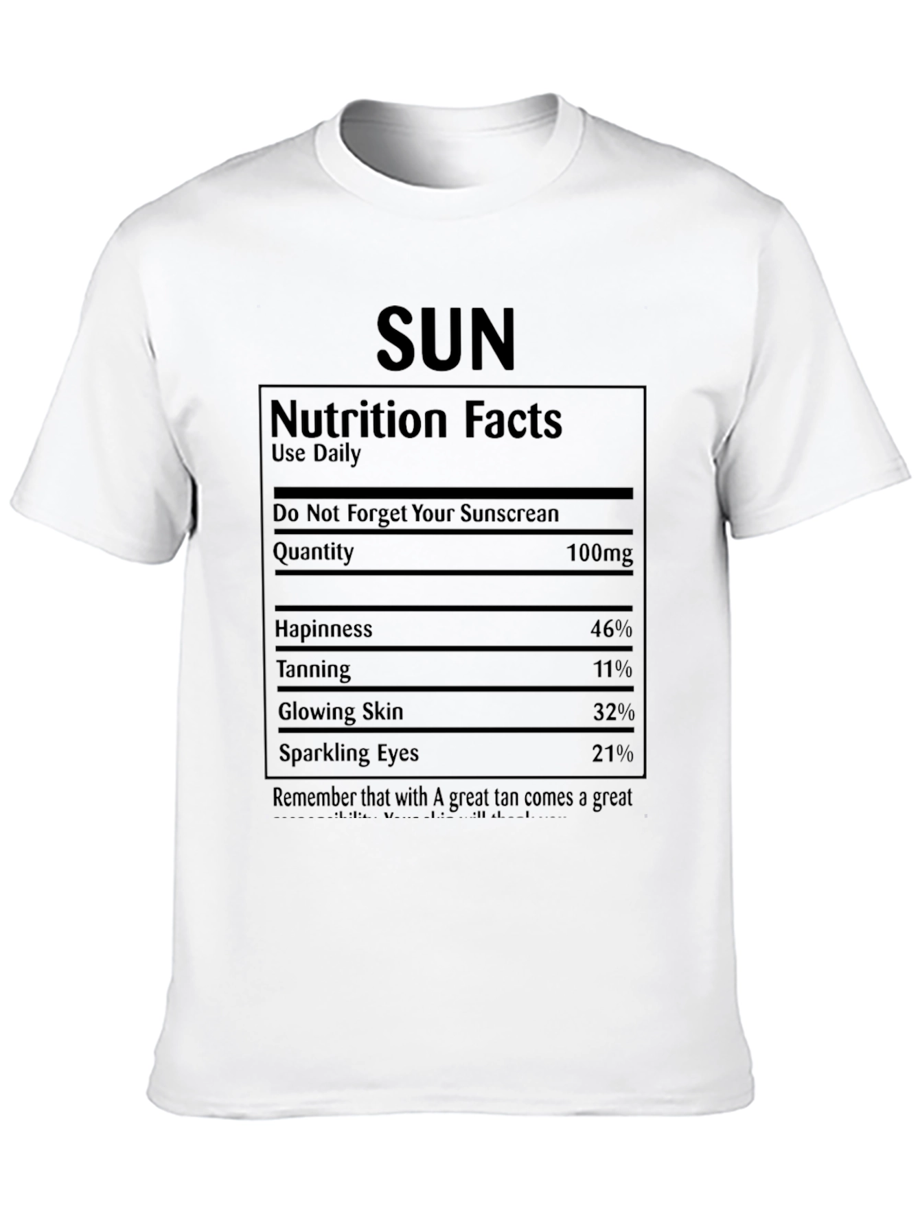 Sun Nutrition Facts T-Shirt - Wearable Vitamin D!
