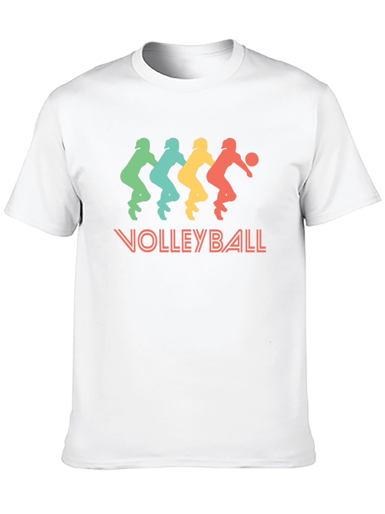 Retro Volleyball Player Graphic Tee - Black Cotton T-Shirt