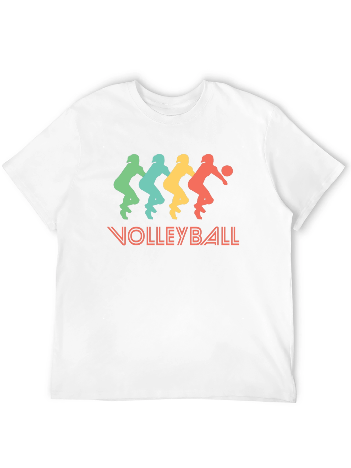 Retro Volleyball Player Graphic Tee - Black Cotton T-Shirt