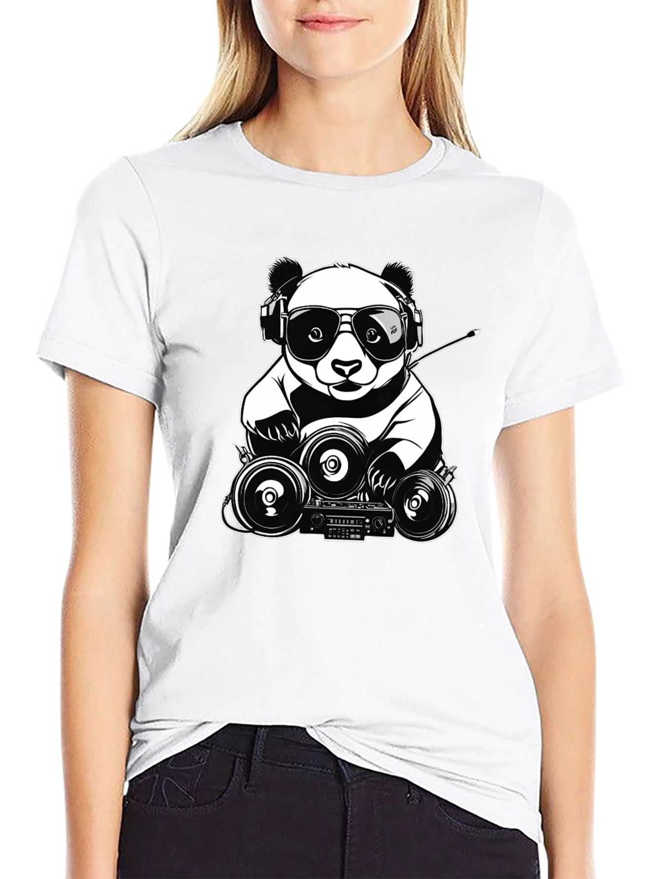 Cool Panda DJ T-Shirt - Black Graphic Tee