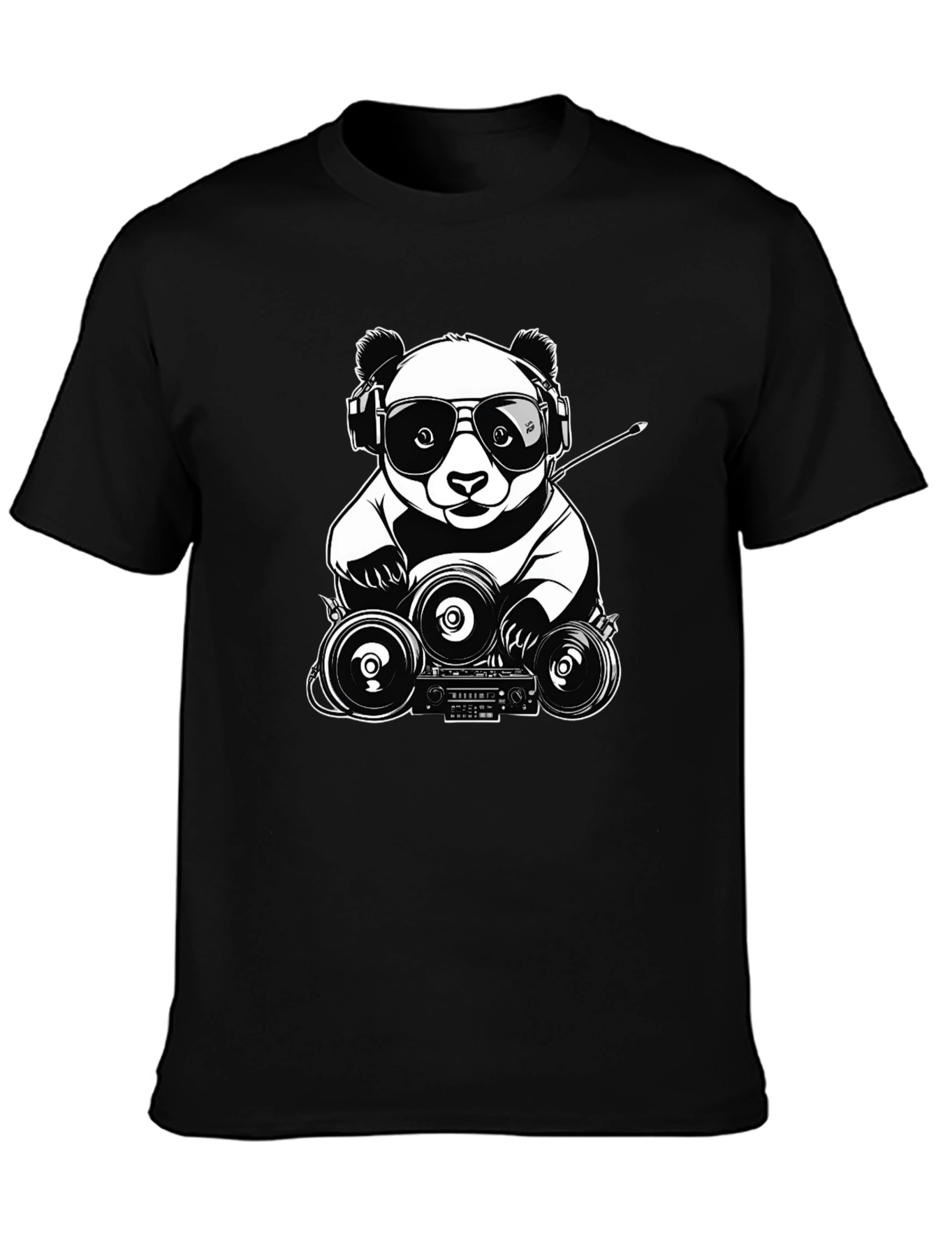 Cool Panda DJ T-Shirt - Black Graphic Tee