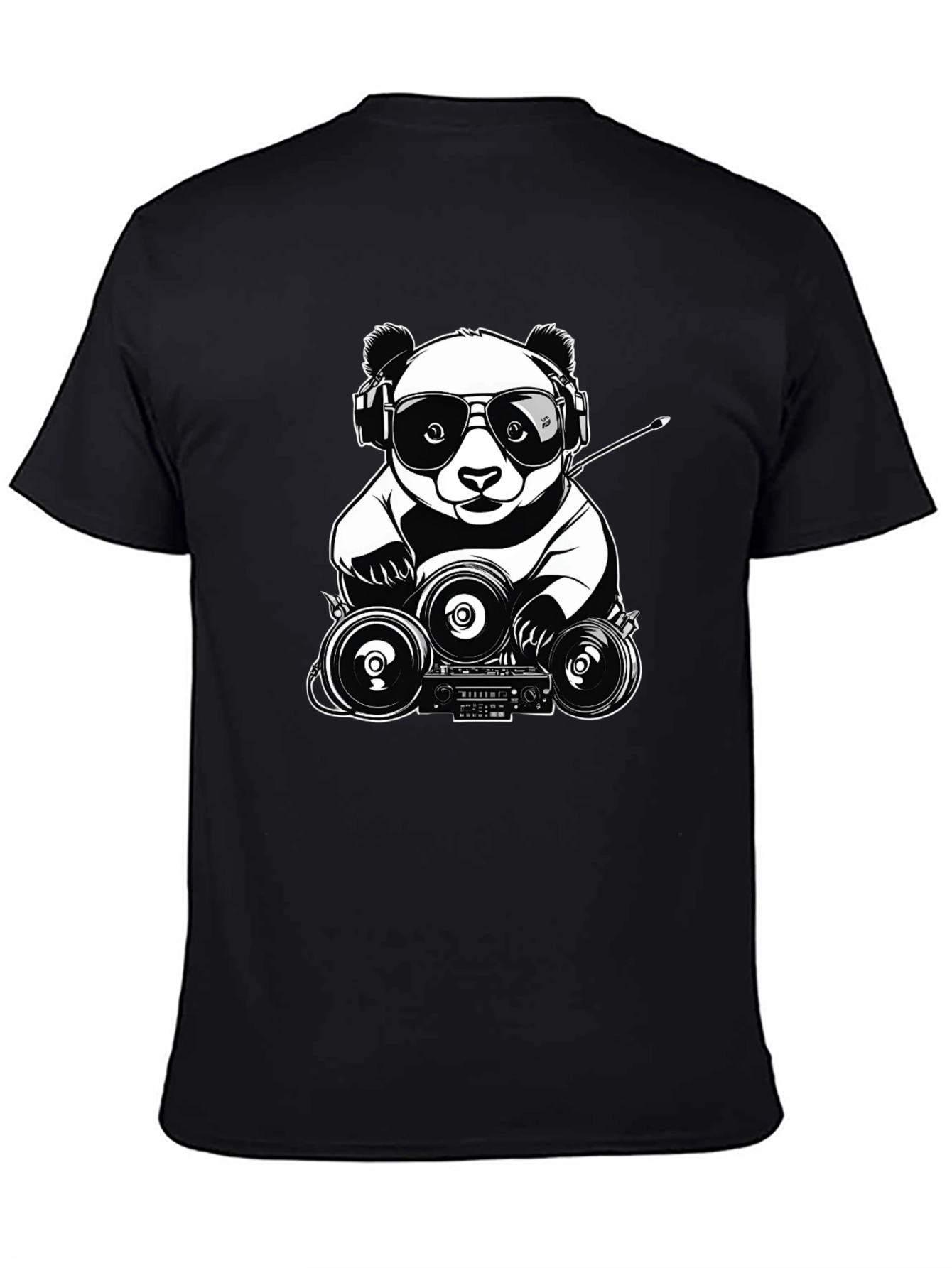 Cool Panda DJ T-Shirt - Black Graphic Tee