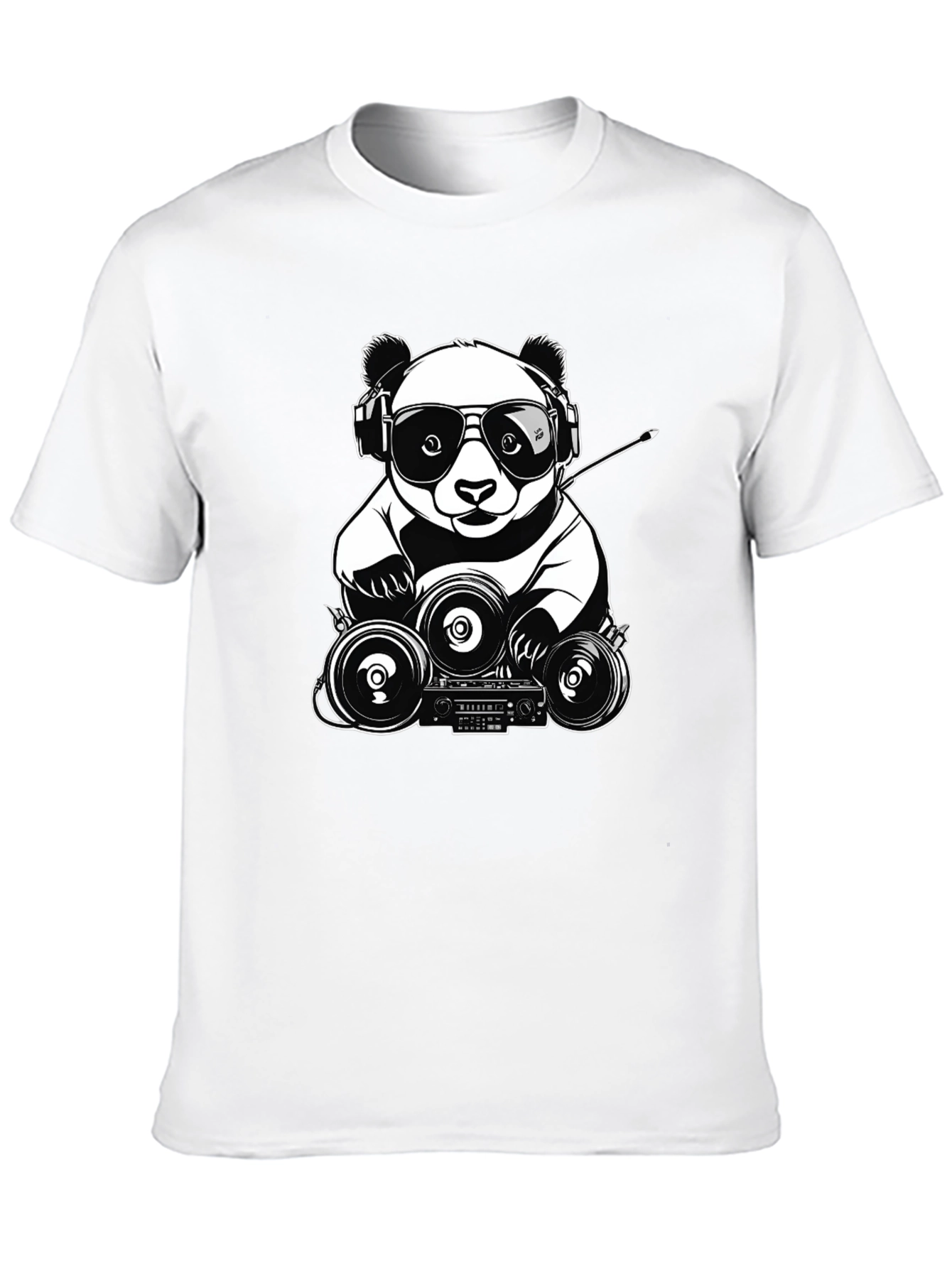 Cool Panda DJ T-Shirt - Black Graphic Tee