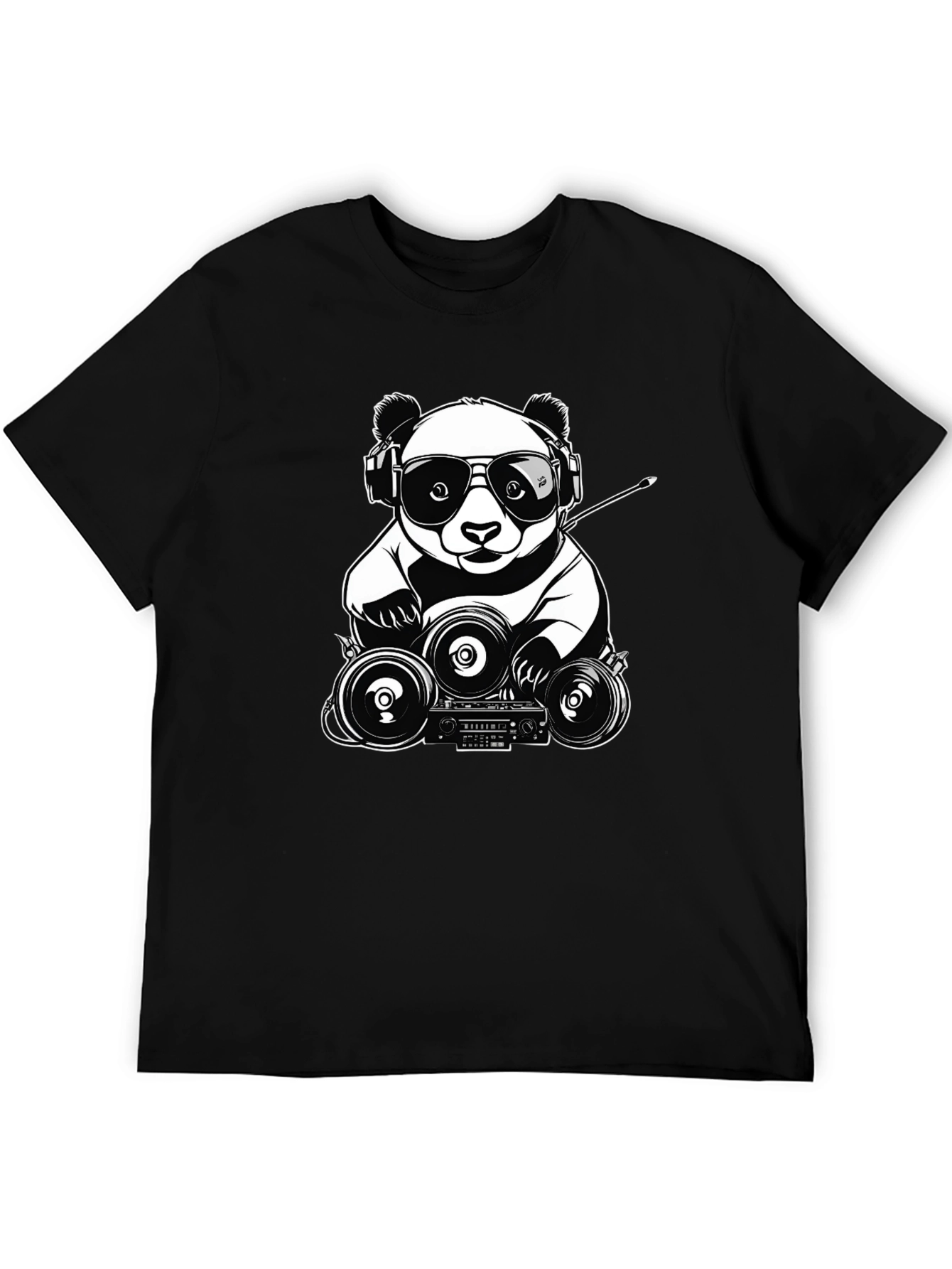 Cool Panda DJ T-Shirt - Black Graphic Tee