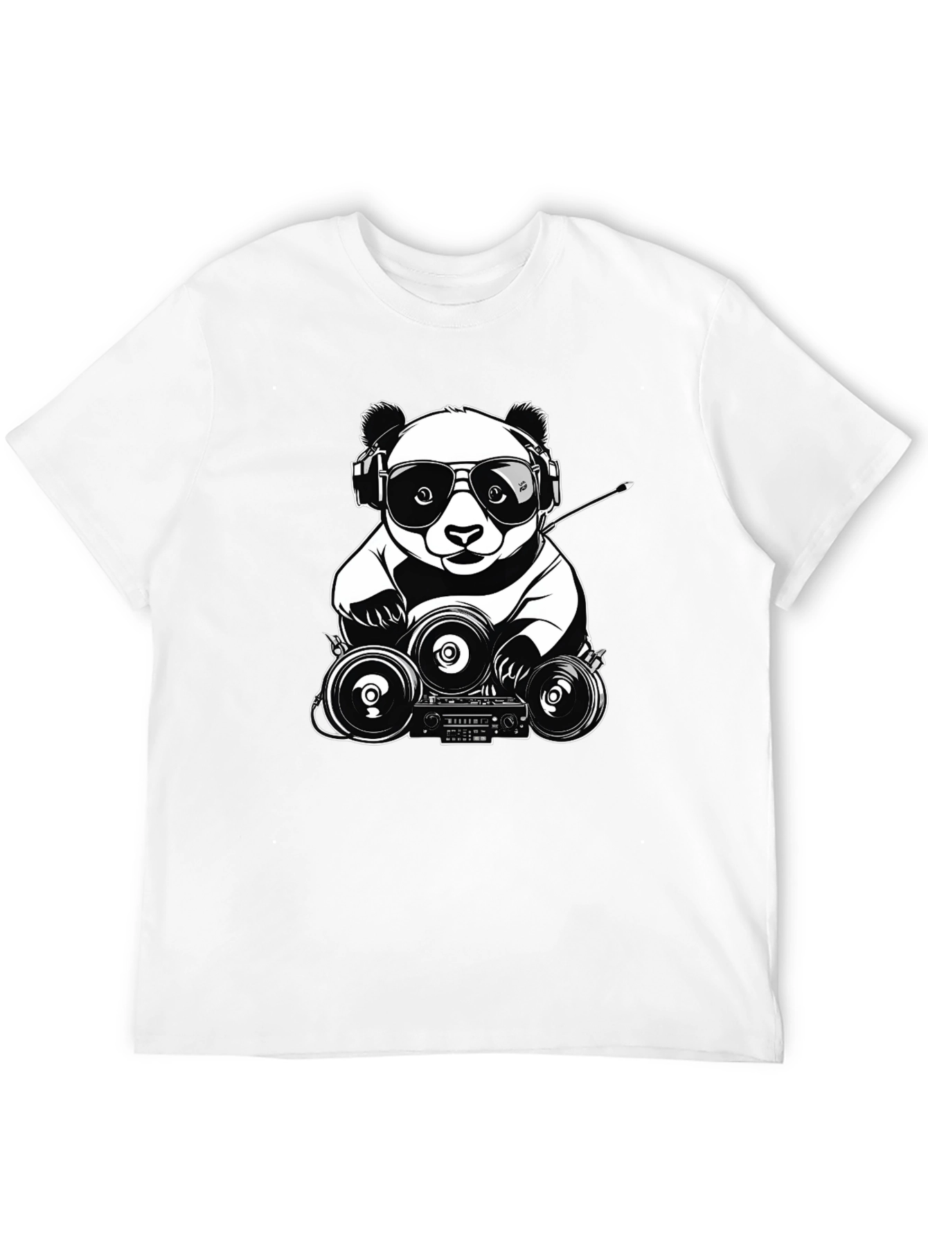 Cool Panda DJ T-Shirt - Black Graphic Tee