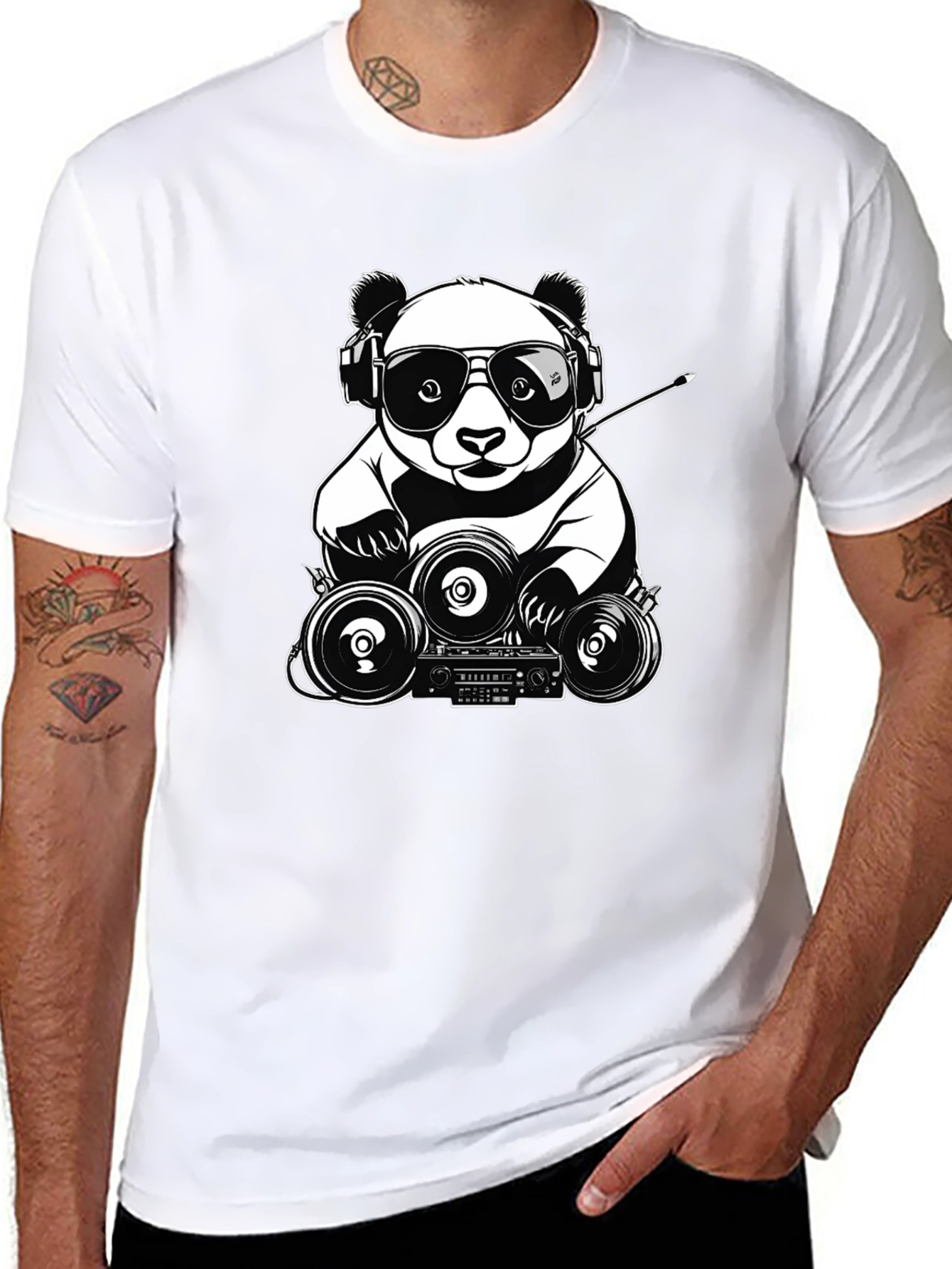 Cool Panda DJ T-Shirt - Black Graphic Tee