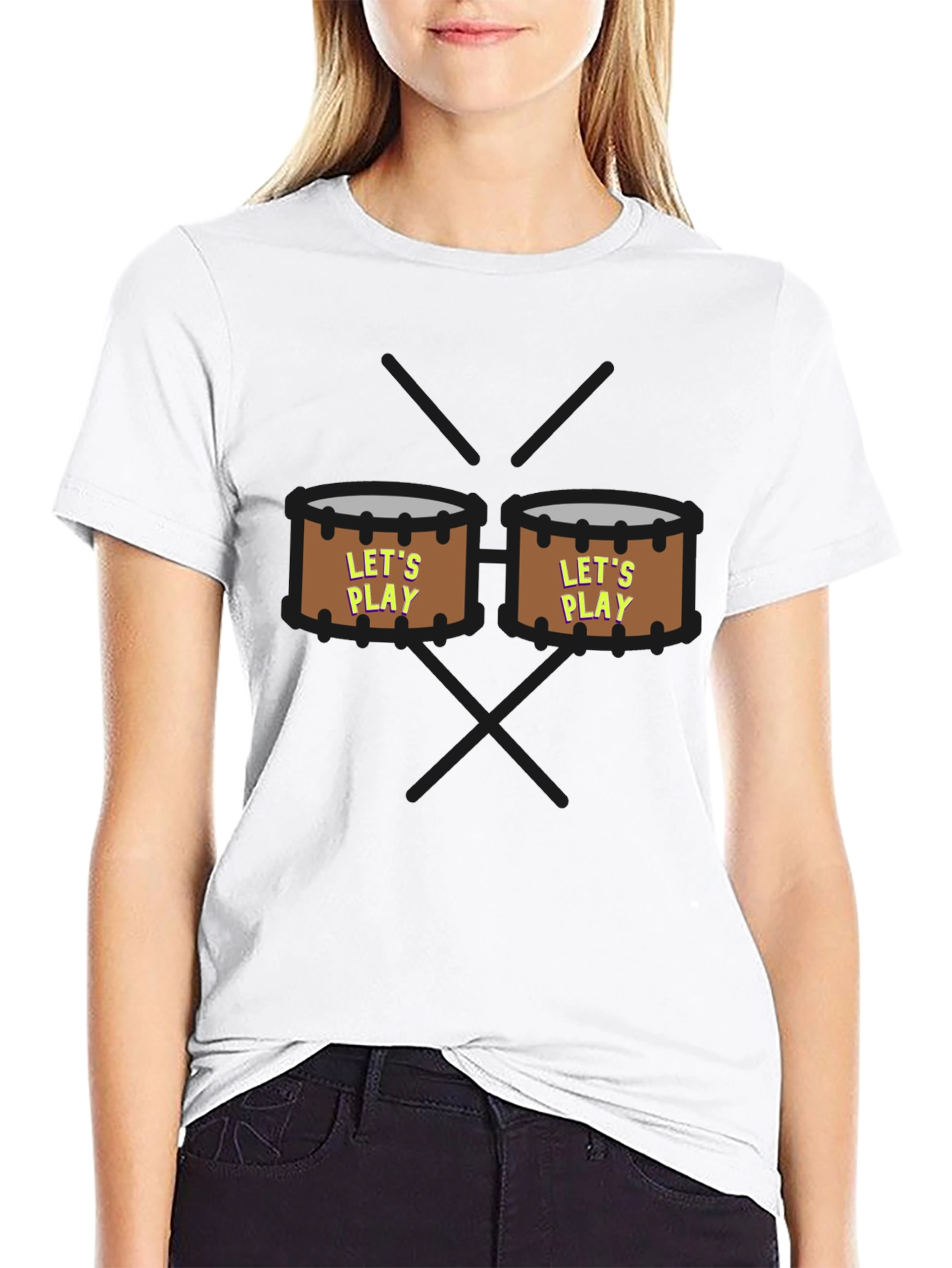 Lets Play Drums Graphic Tee - Black