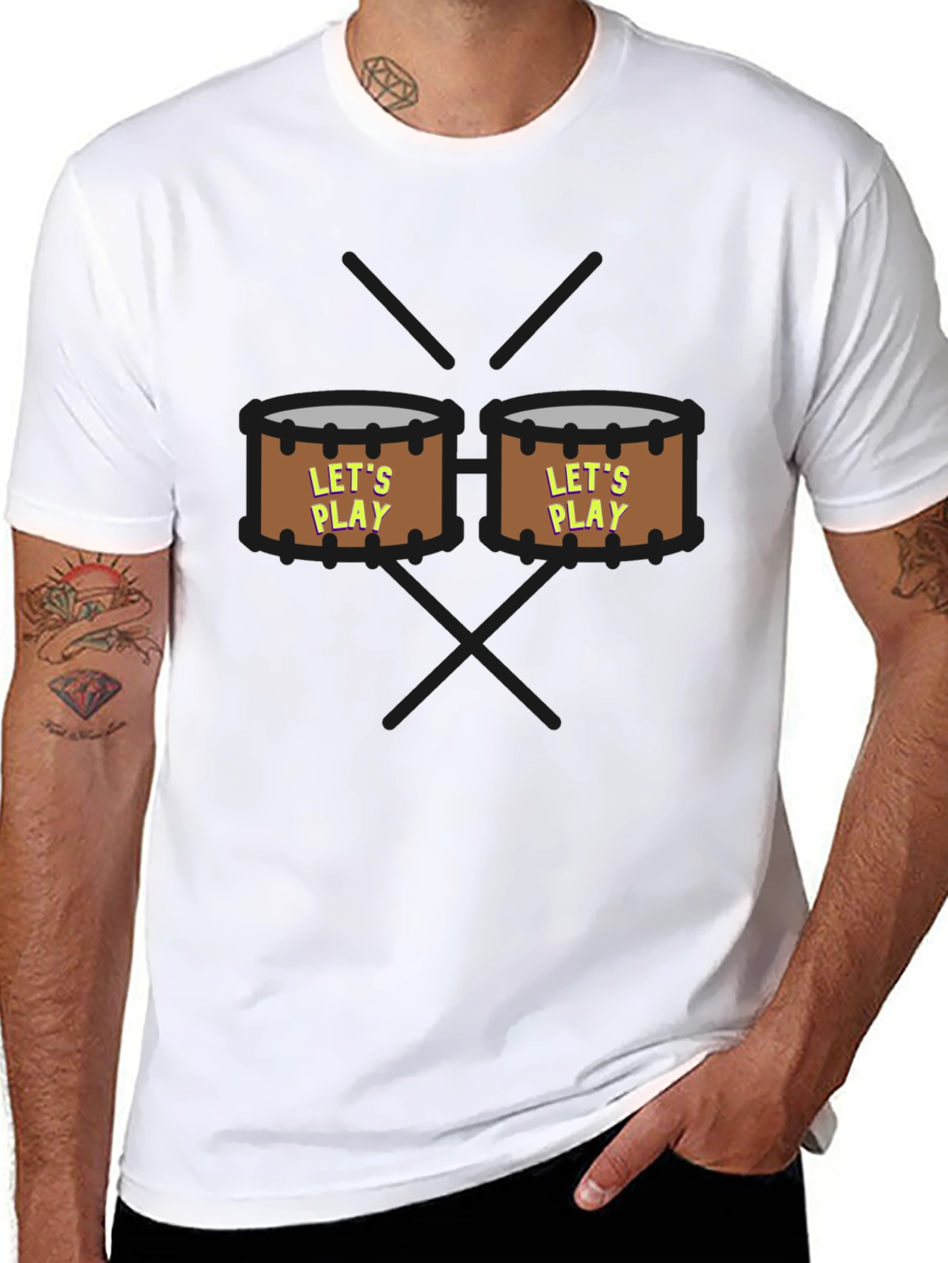 Lets Play Drums Graphic Tee - Black