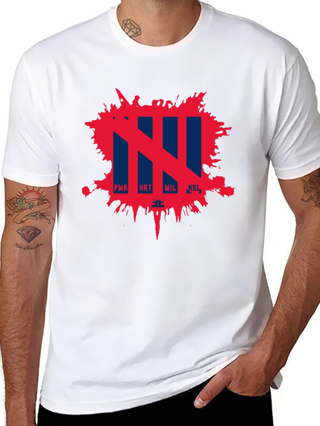 Abstract Red Splatter Graphic Black T-Shirt
