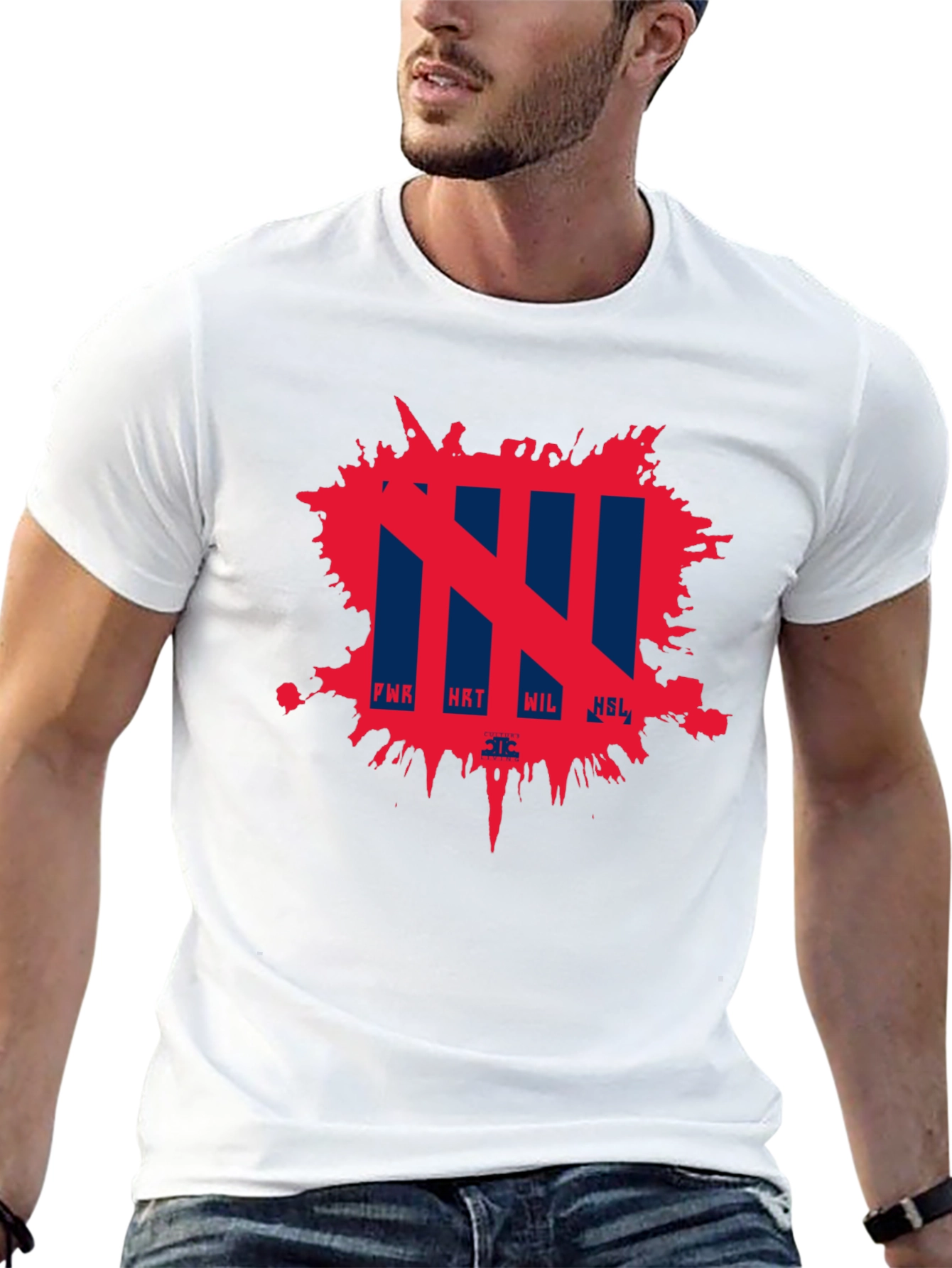 Abstract Red Splatter Graphic Black T-Shirt