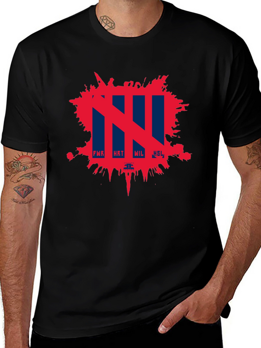 Abstract Red Splatter Graphic Black T-Shirt