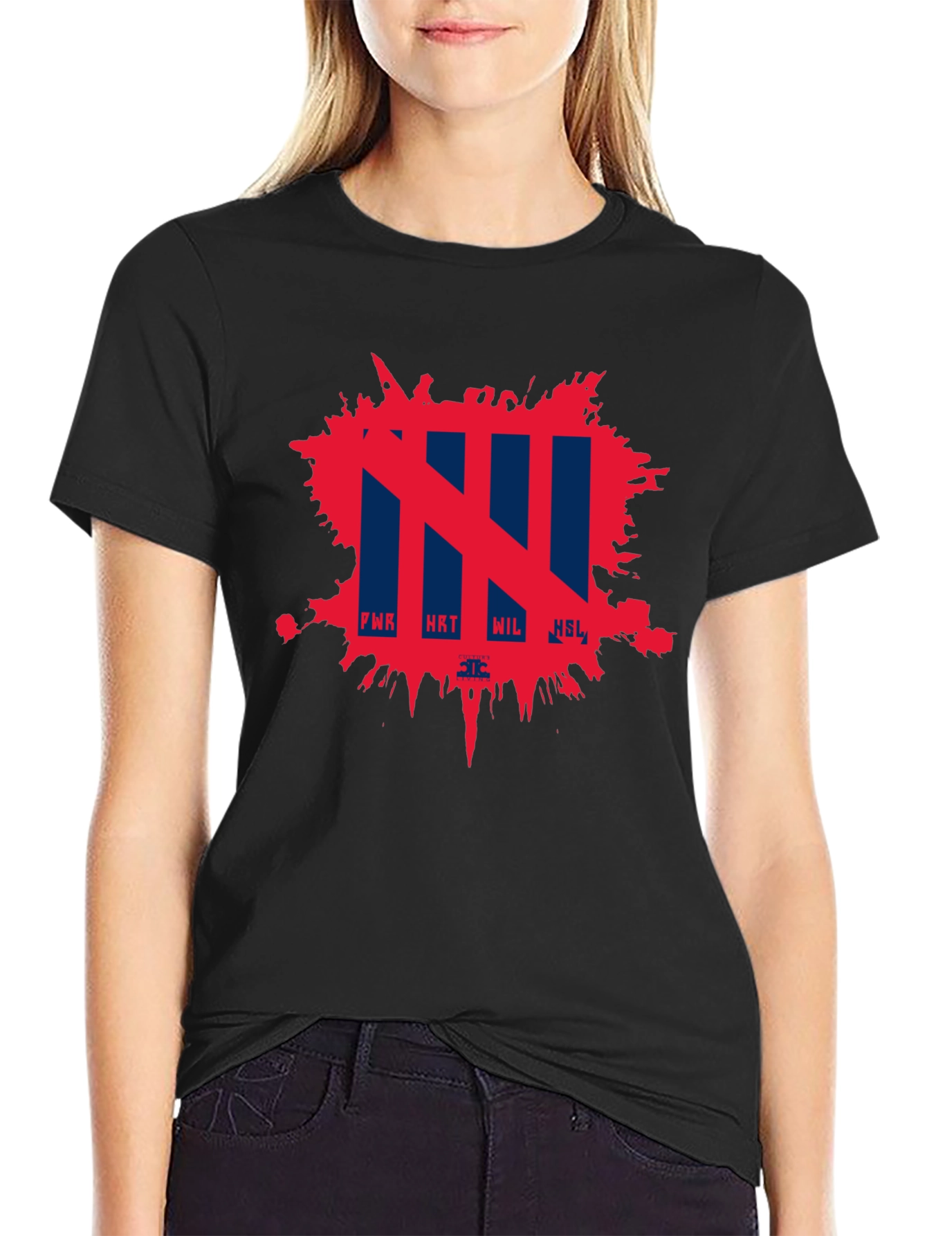 Abstract Red Splatter Graphic Black T-Shirt