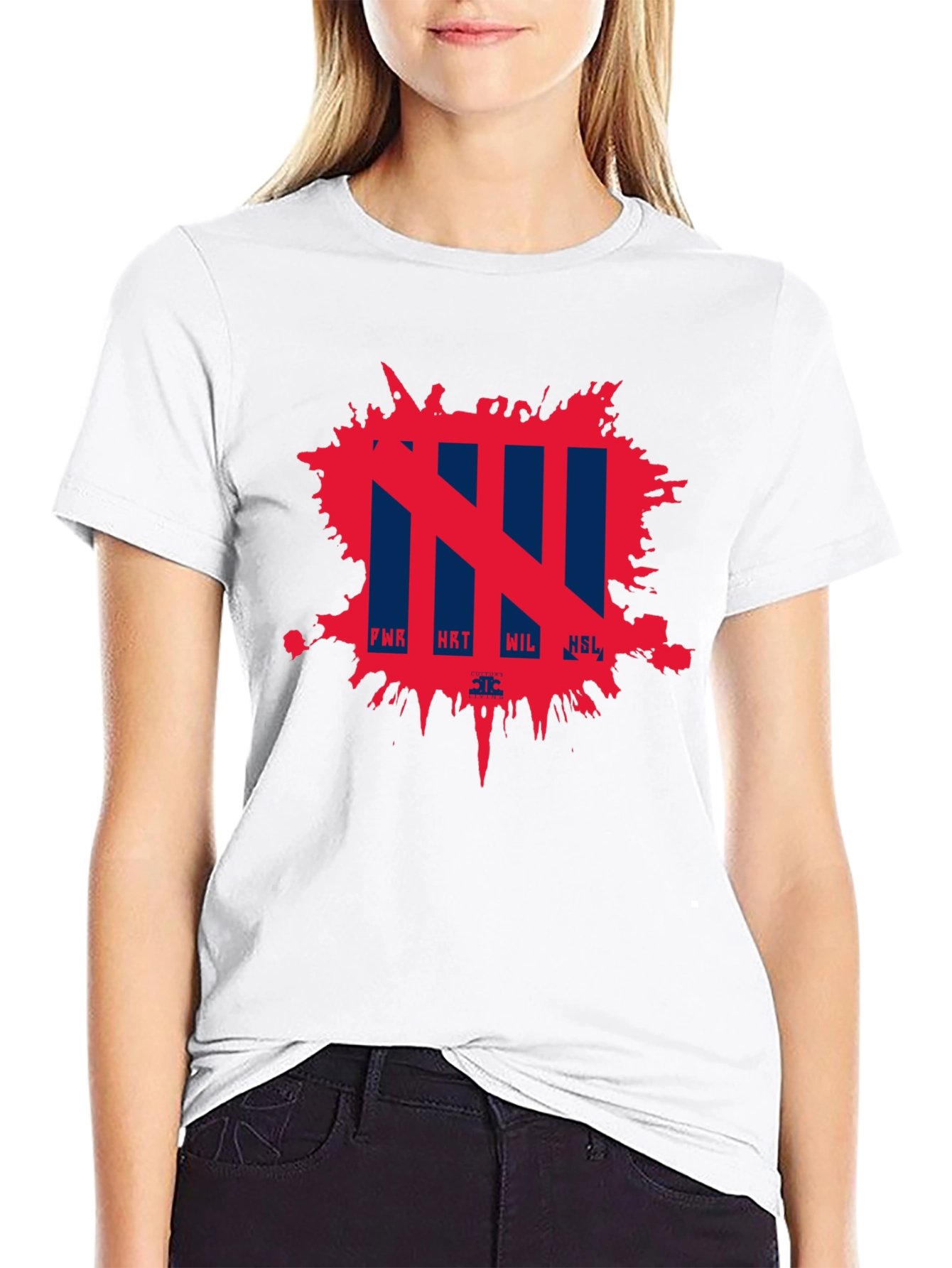 Abstract Red Splatter Graphic Black T-Shirt