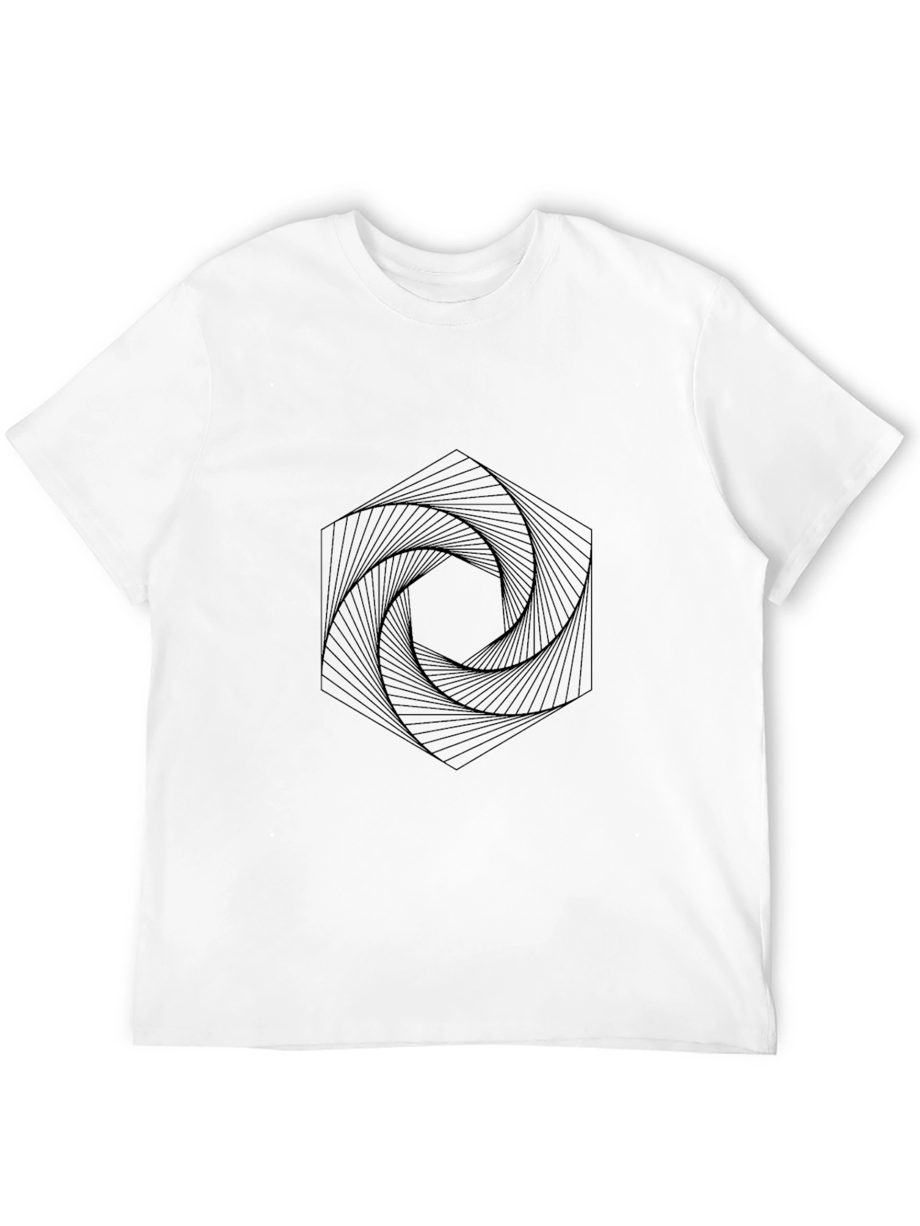Geometric Hexagon Vortex Black T-Shirt