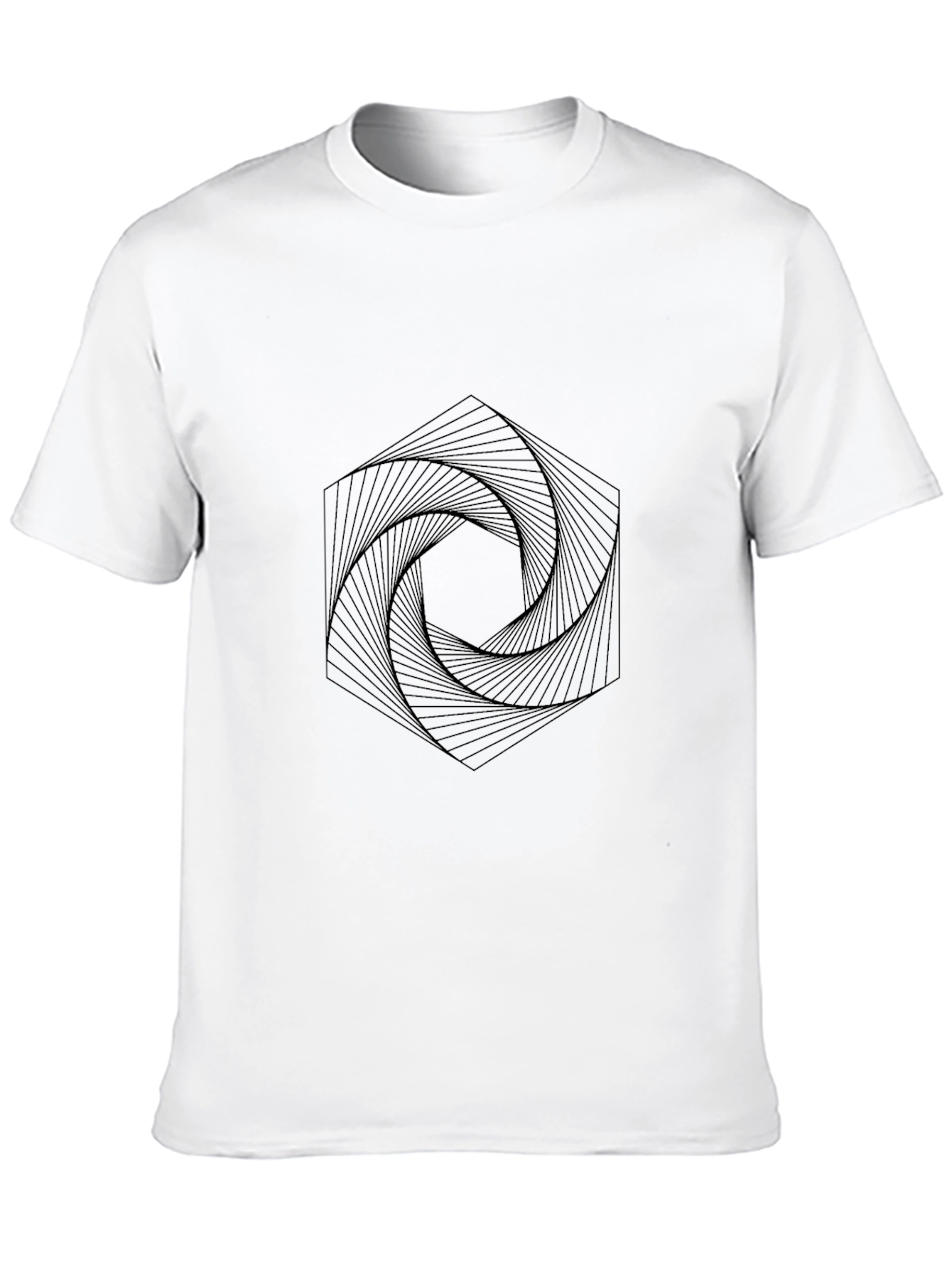 Geometric Hexagon Vortex Black T-Shirt