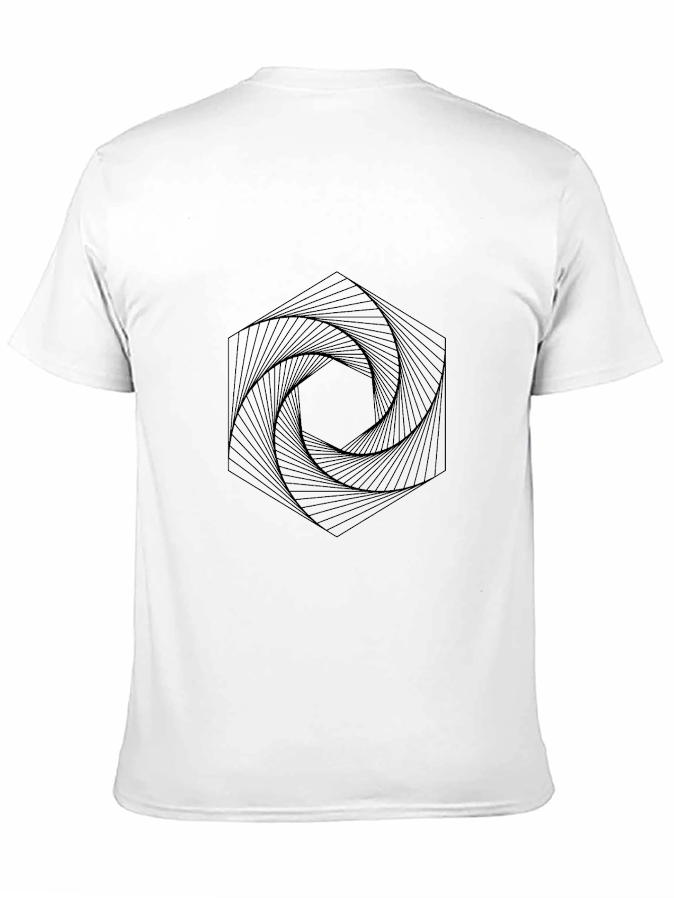 Geometric Hexagon Vortex Black T-Shirt