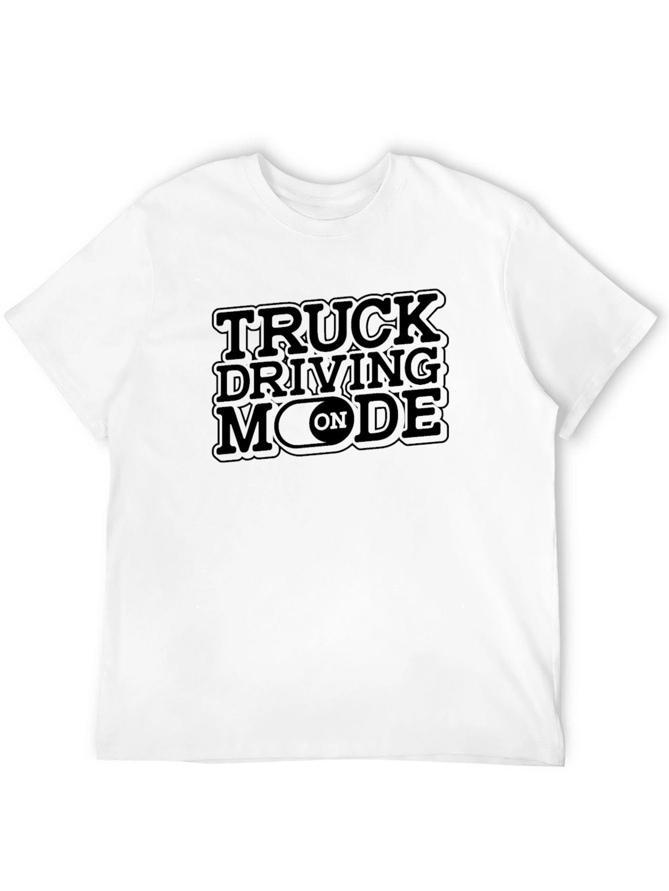 Truck Driving Mode On Black T-Shirt