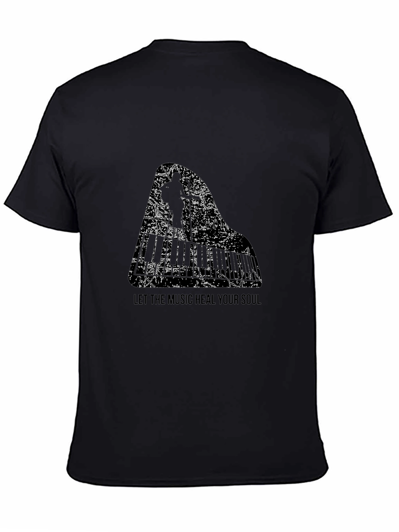 Music Heals Soul Graphic Black Tee