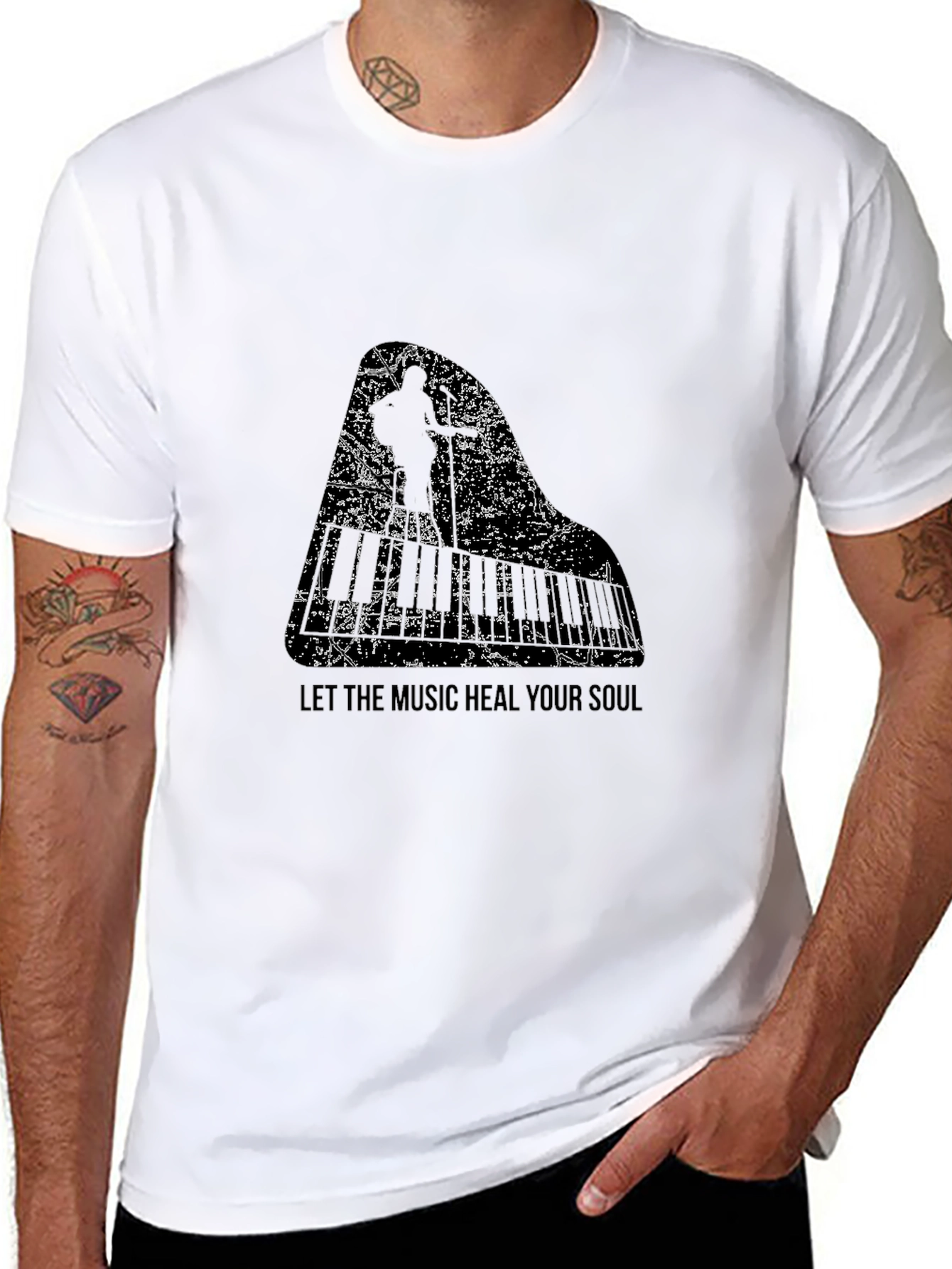Music Heals Soul Graphic Black Tee