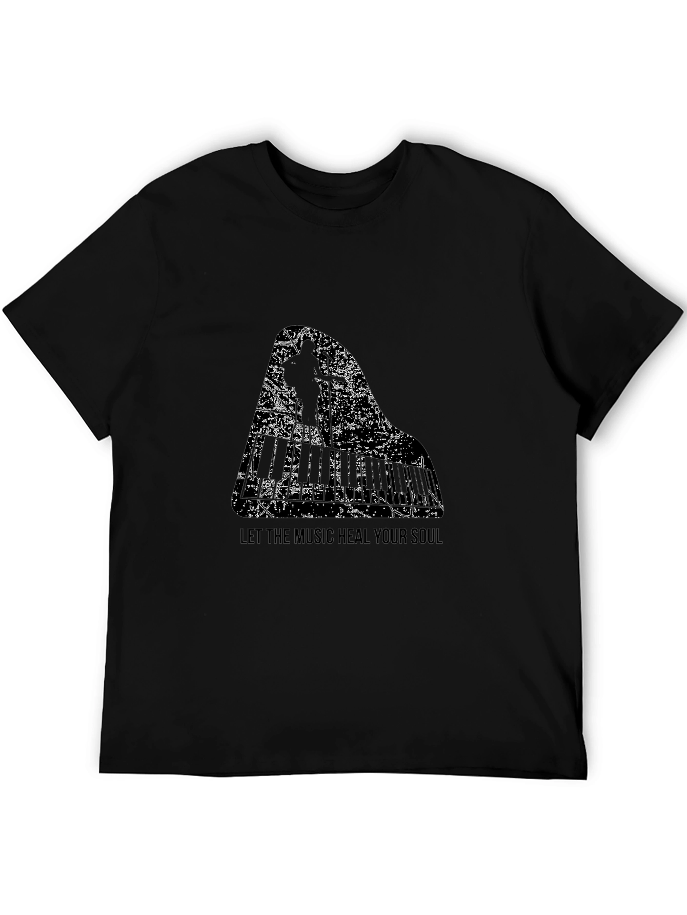 Music Heals Soul Graphic Black Tee