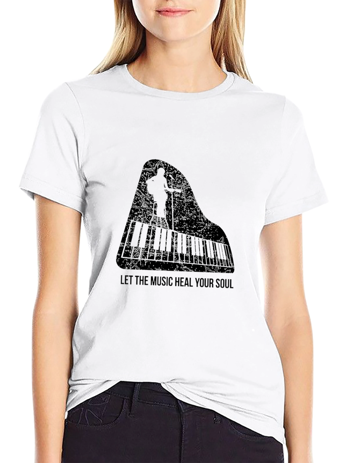 Music Heals Soul Graphic Black Tee