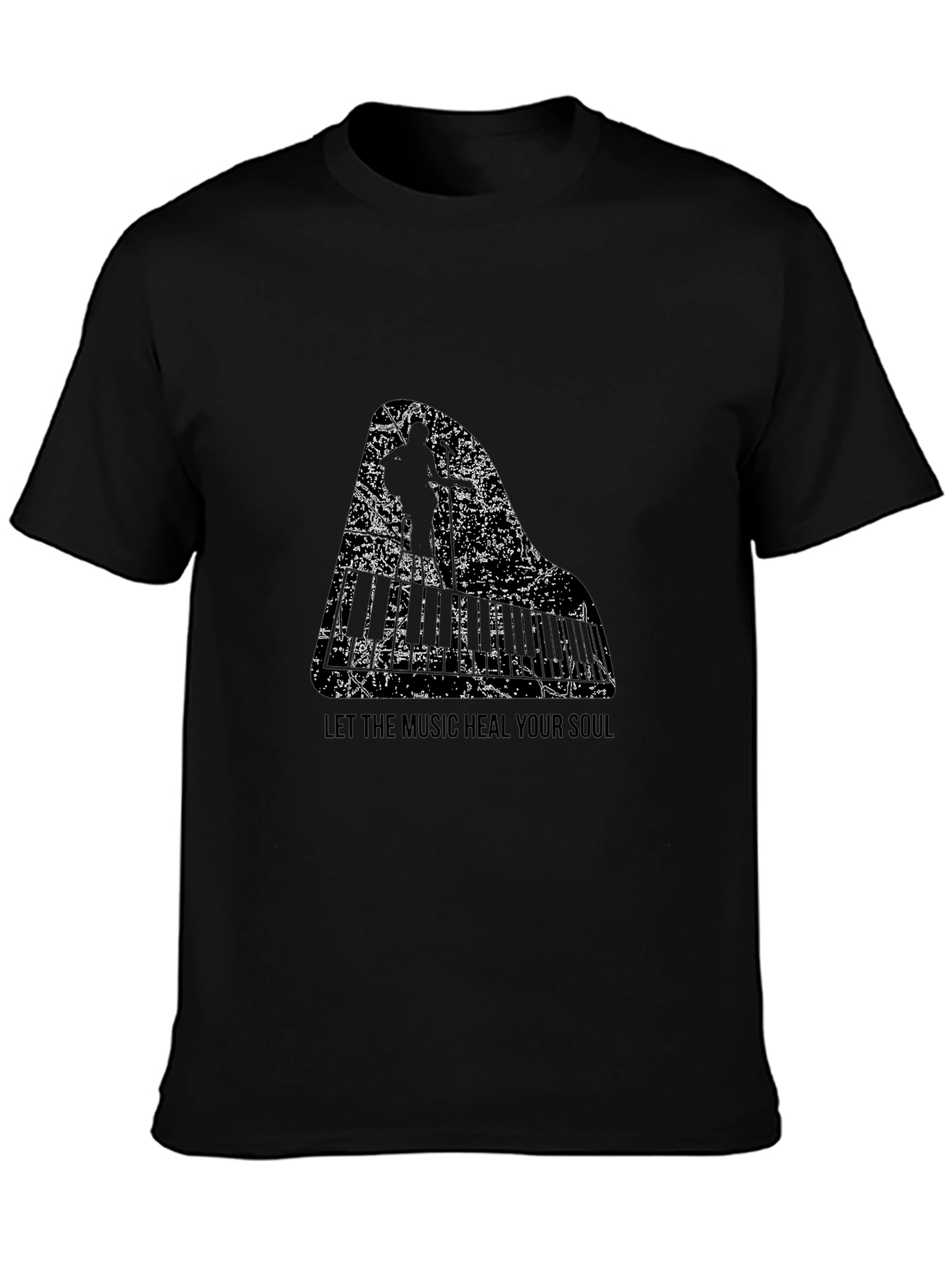 Music Heals Soul Graphic Black Tee
