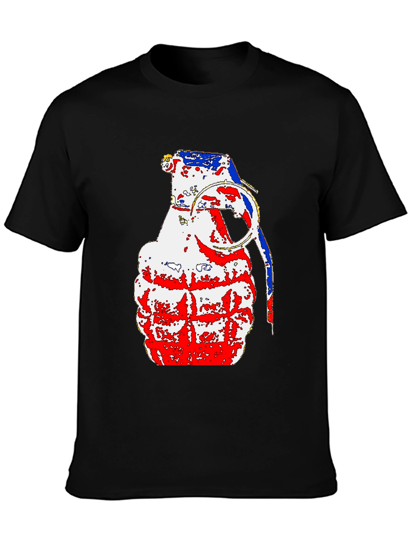 Patriotic Grenade Graphic Tee - Black Cotton Comfort