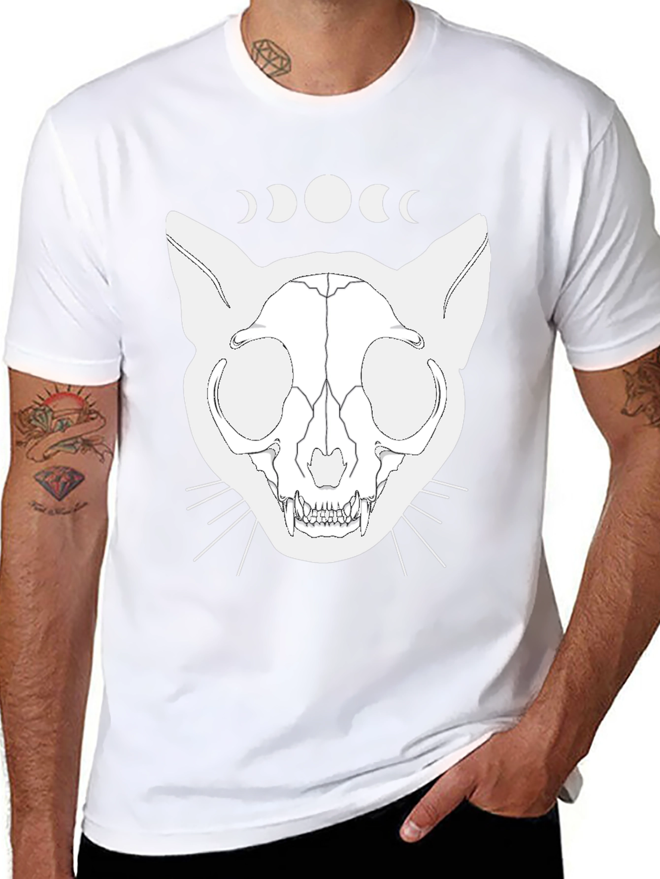 Mystic Cat Skull T-Shirt - Black Graphic Tee