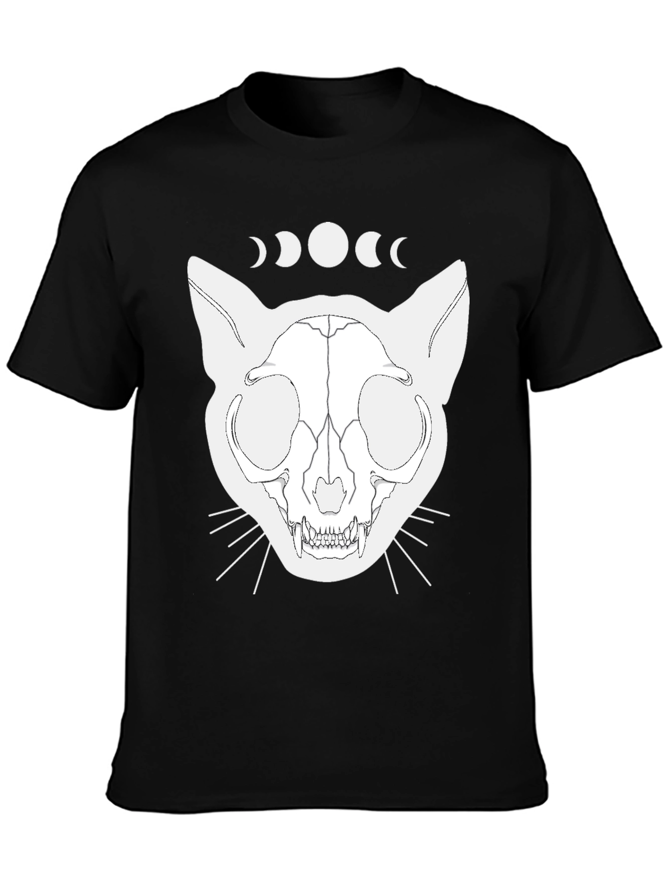 Mystic Cat Skull T-Shirt - Black Graphic Tee