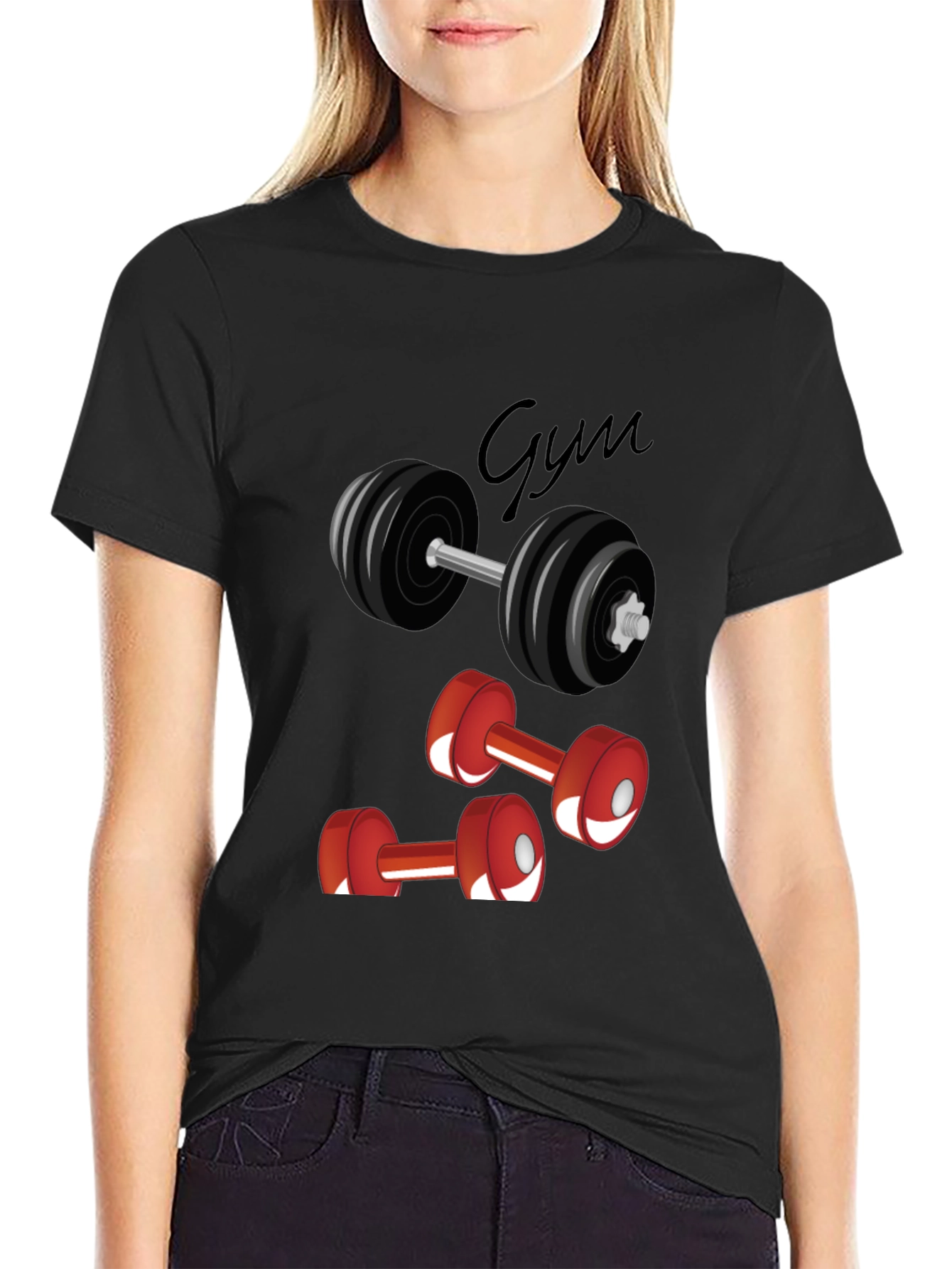 Gym Graphic Tee - Black Cotton T-Shirt