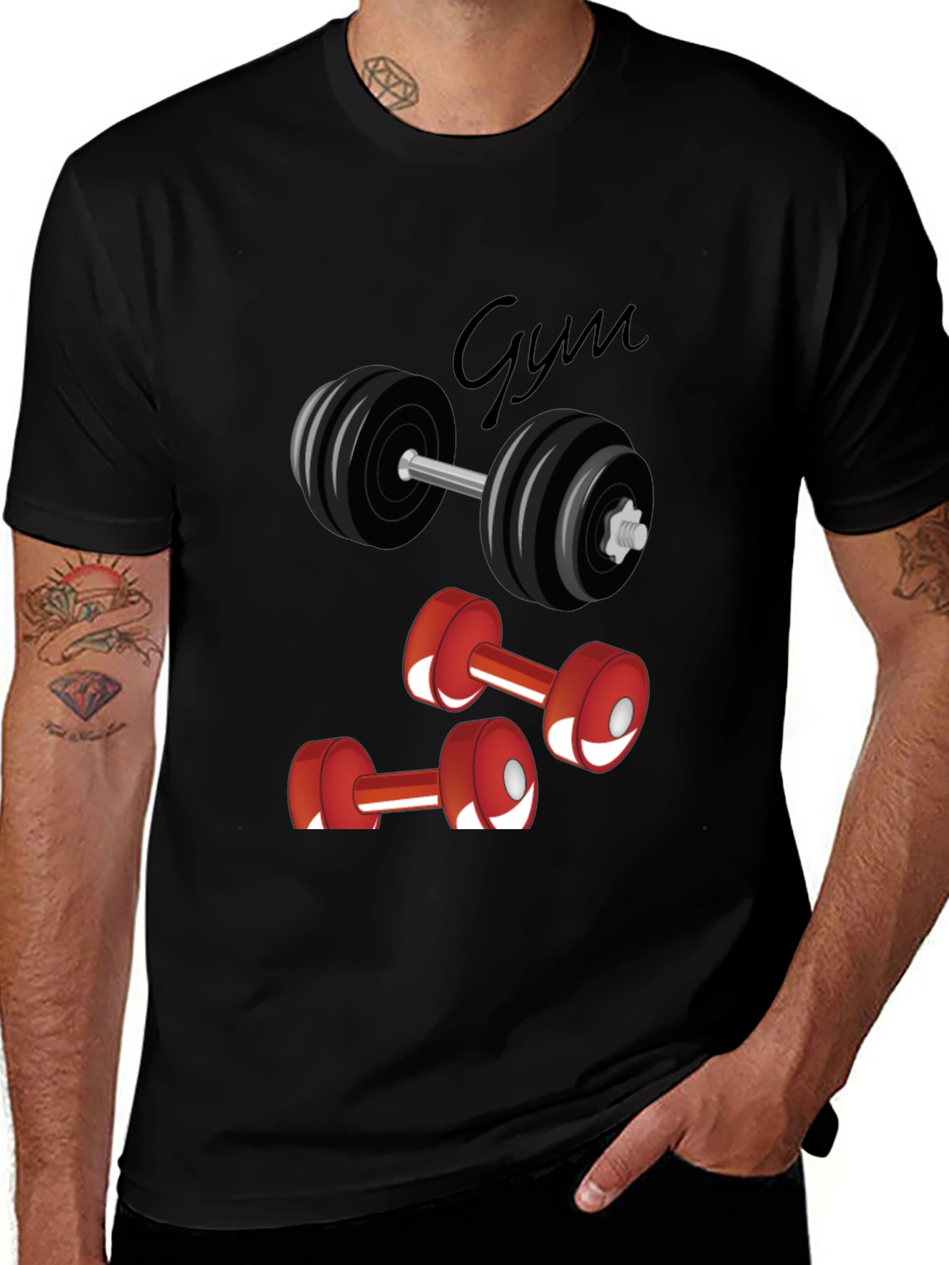 Gym Graphic Tee - Black Cotton T-Shirt