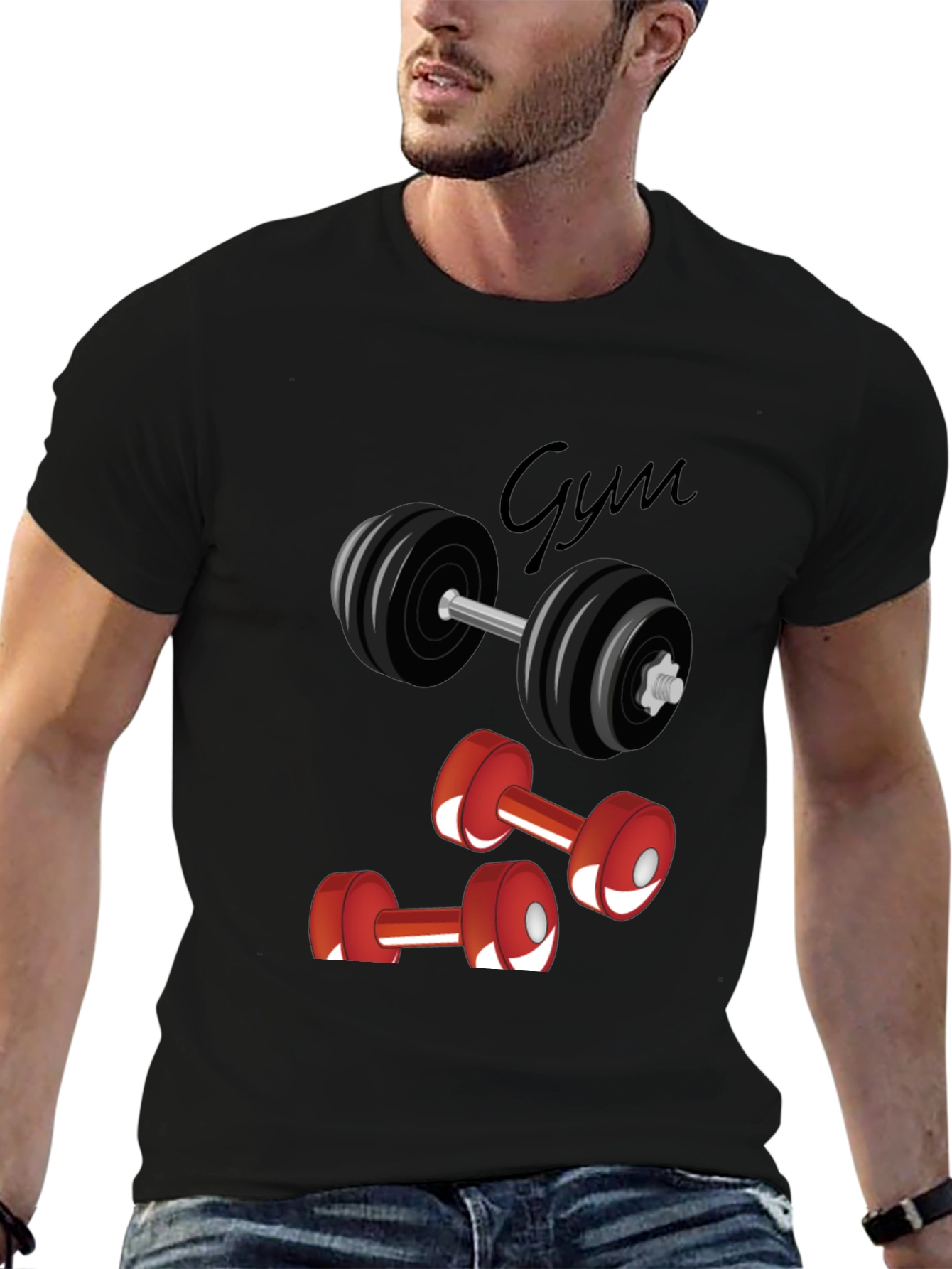 Gym Graphic Tee - Black Cotton T-Shirt
