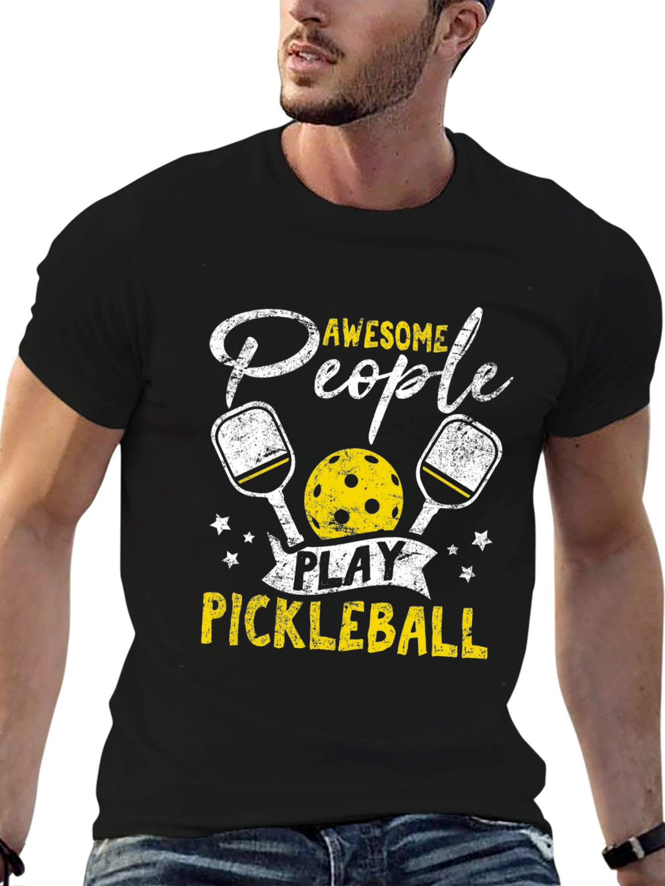 Awesome People Play Pickleball Black T-Shirt