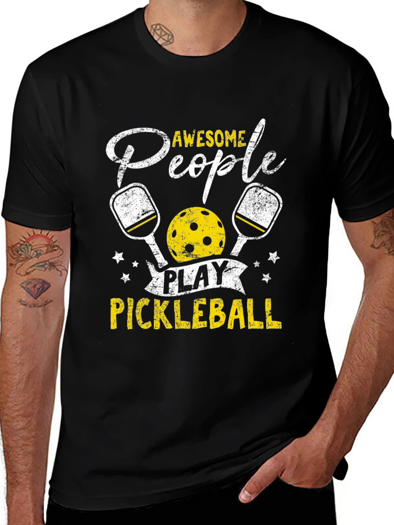 Awesome People Play Pickleball Black T-Shirt