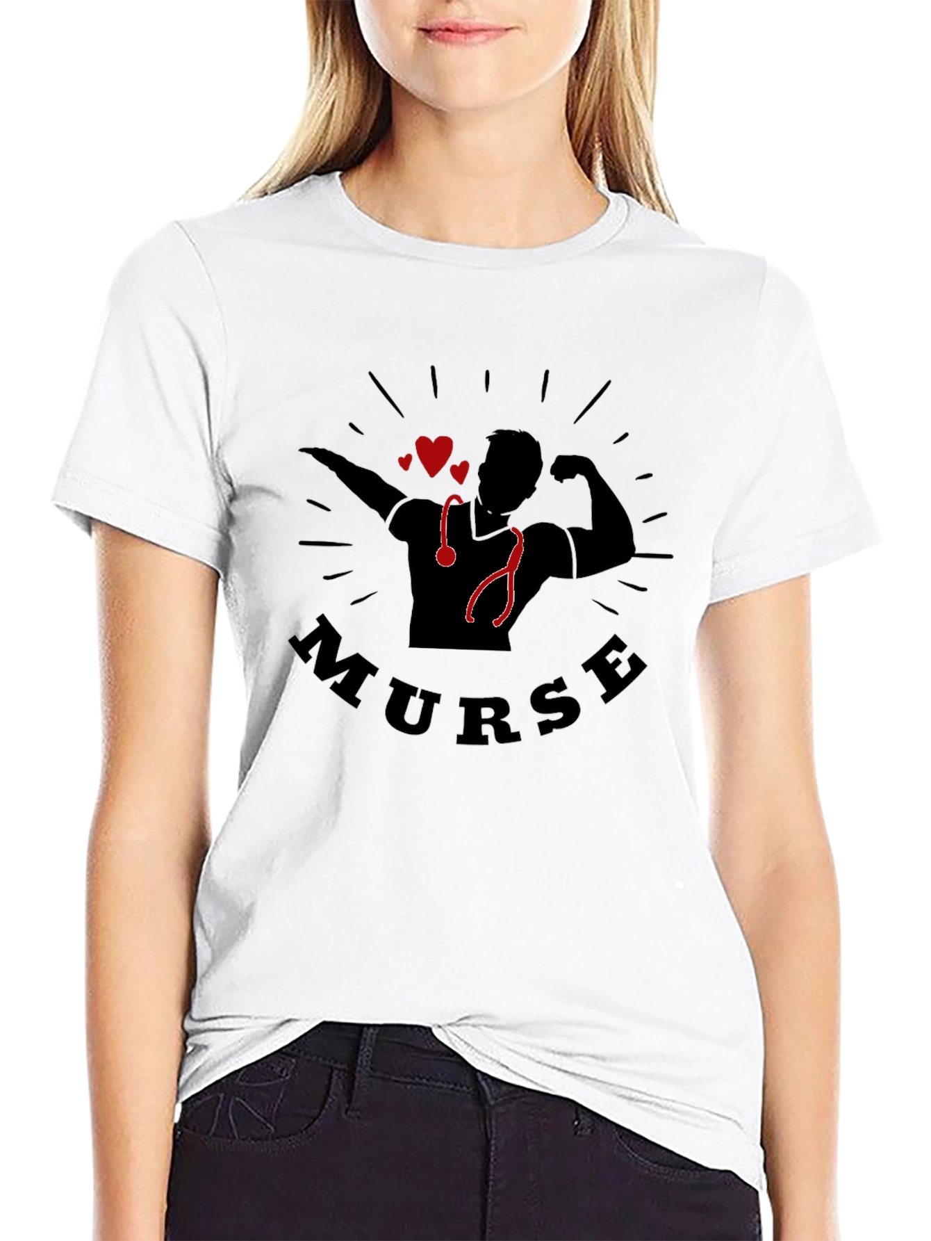 Murse Strong Nurse Graphic T-Shirt - Black