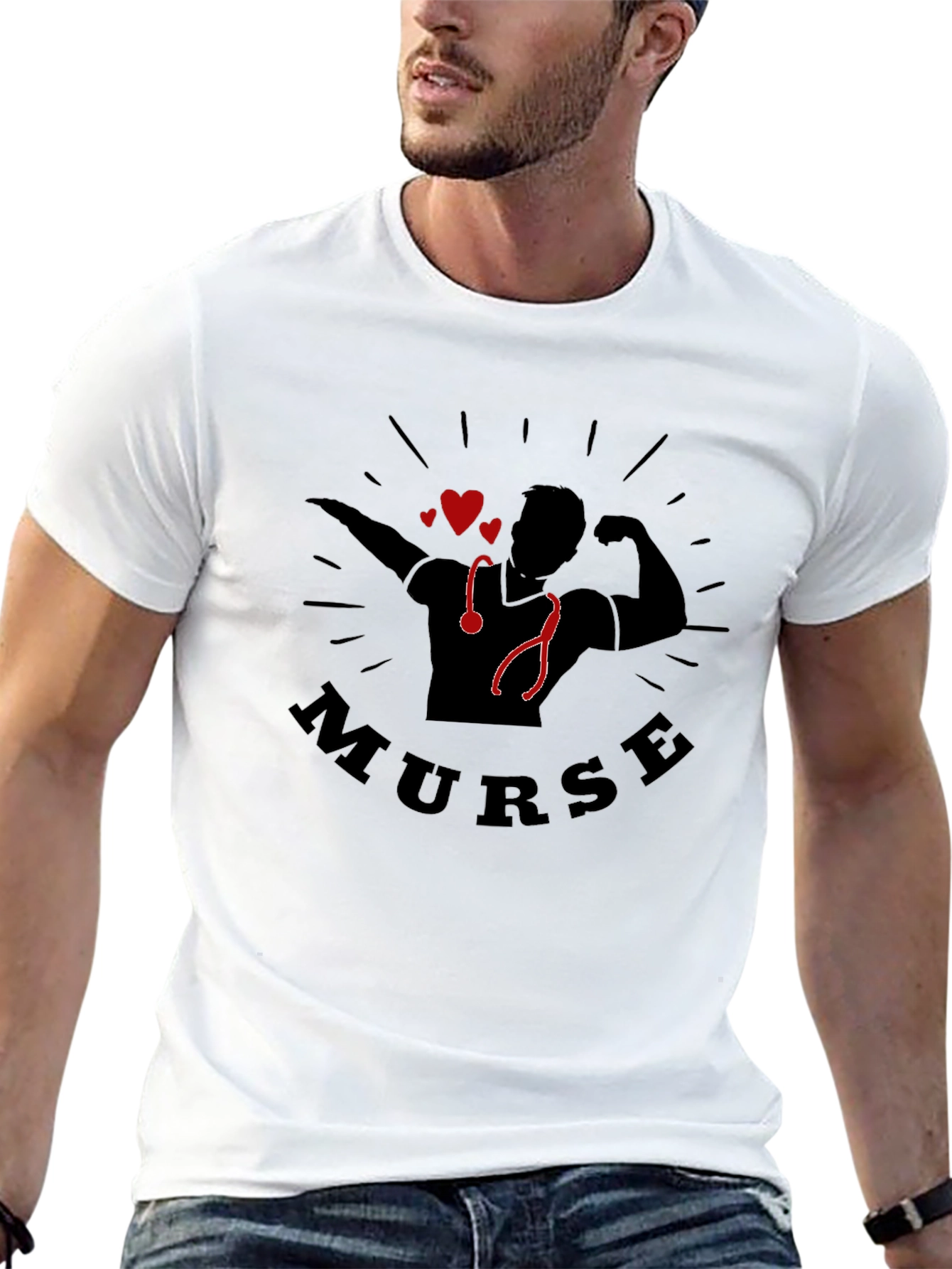 Murse Strong Nurse Graphic T-Shirt - Black