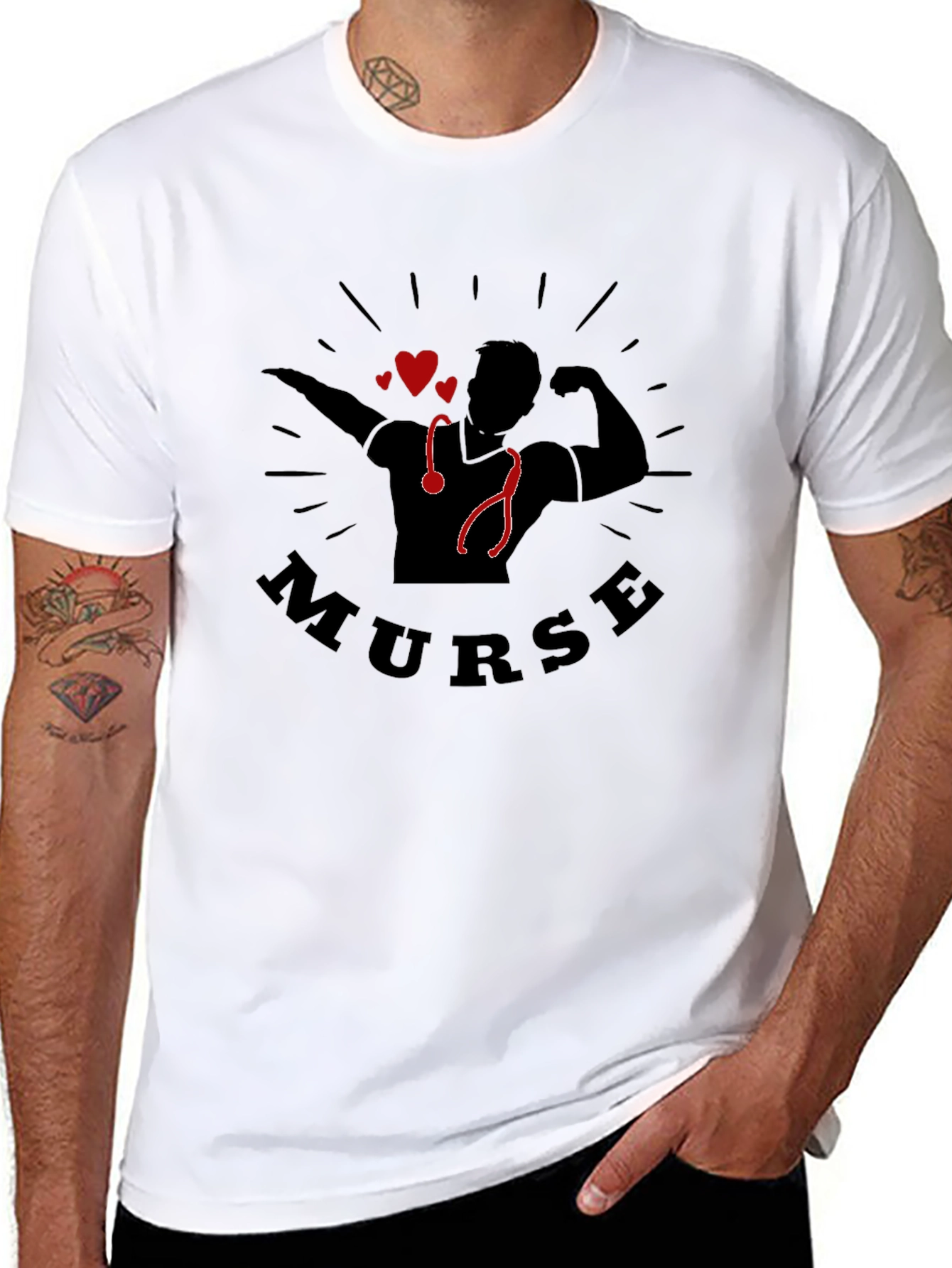 Murse Strong Nurse Graphic T-Shirt - Black