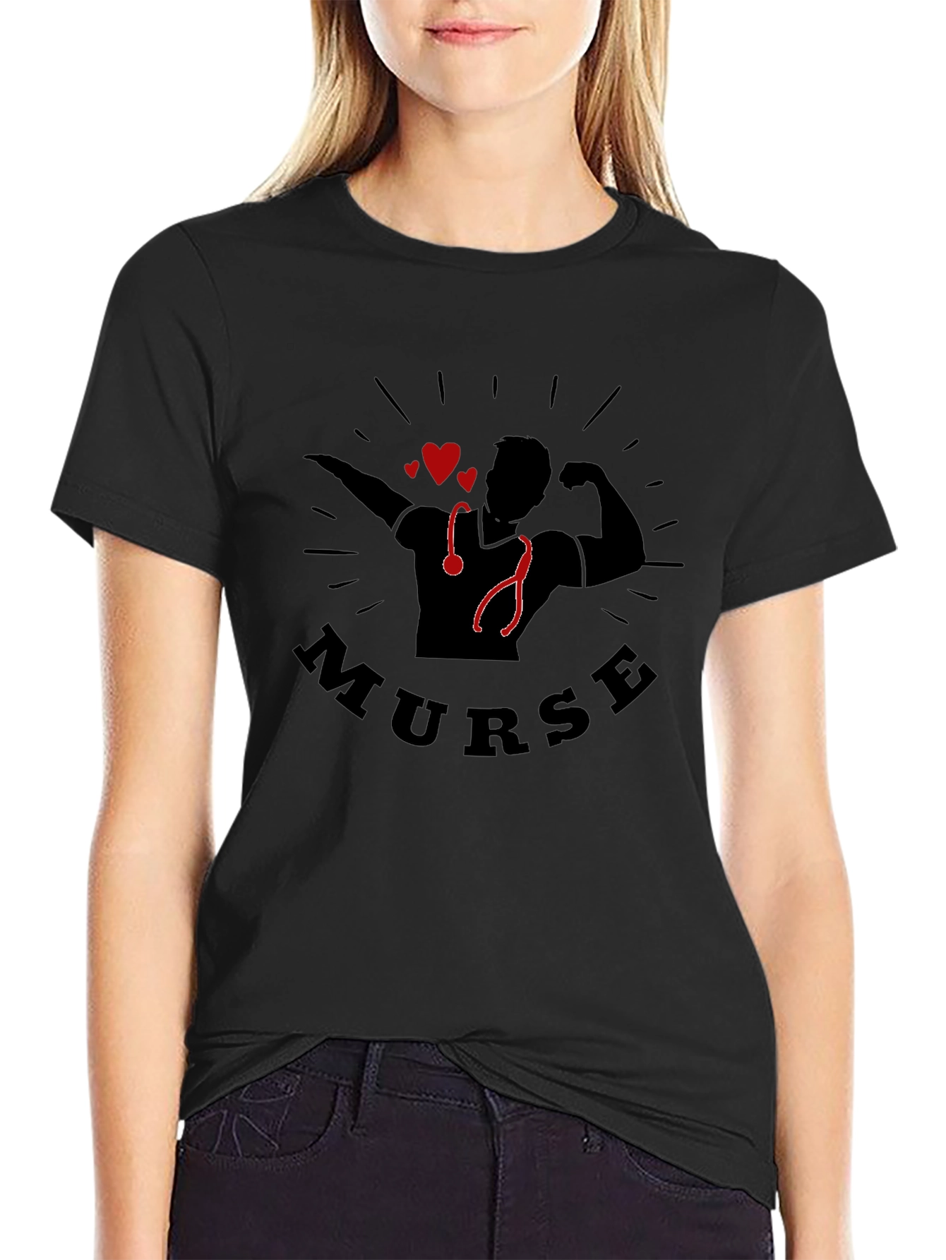 Murse Strong Nurse Graphic T-Shirt - Black