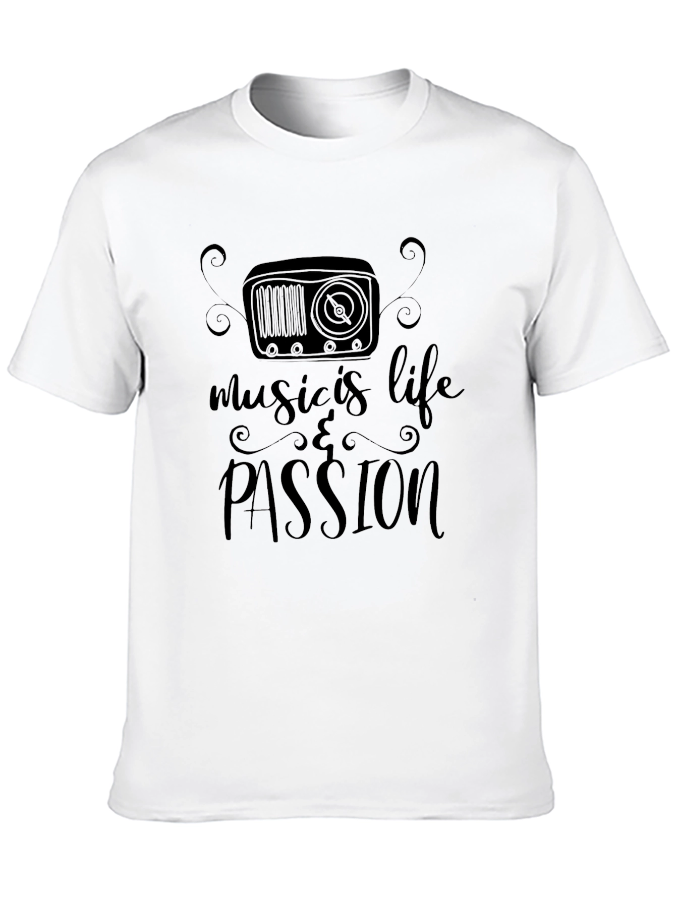 Music Is Life & Passion Black T-Shirt