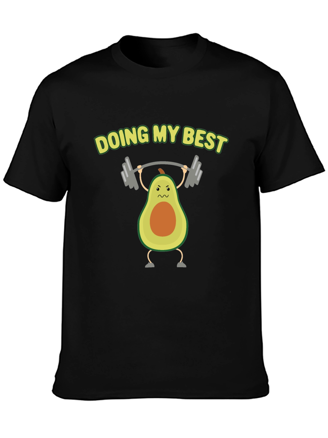 Funny Avocado Lifting Weights Graphic T-Shirt