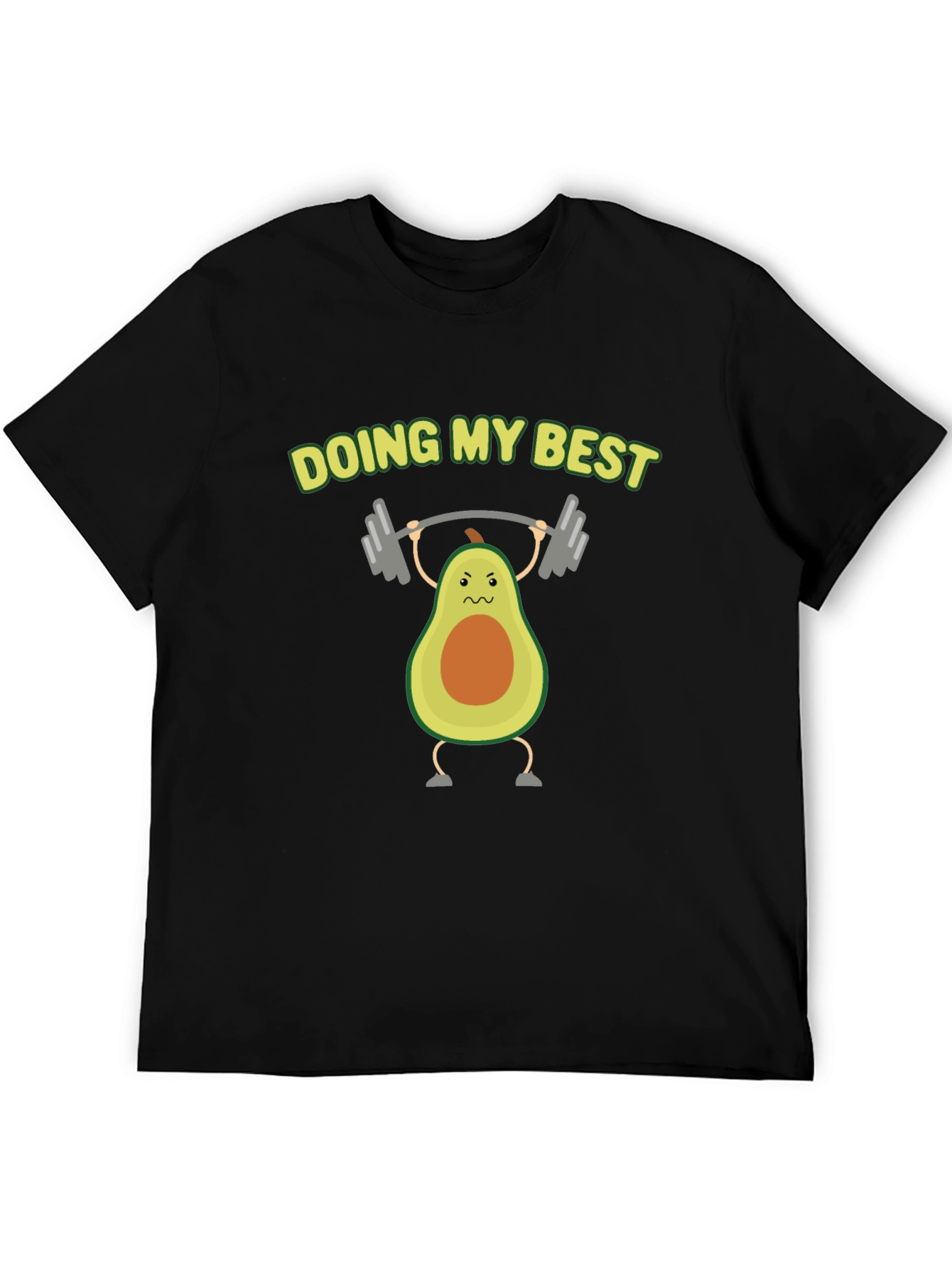 Funny Avocado Lifting Weights Graphic T-Shirt