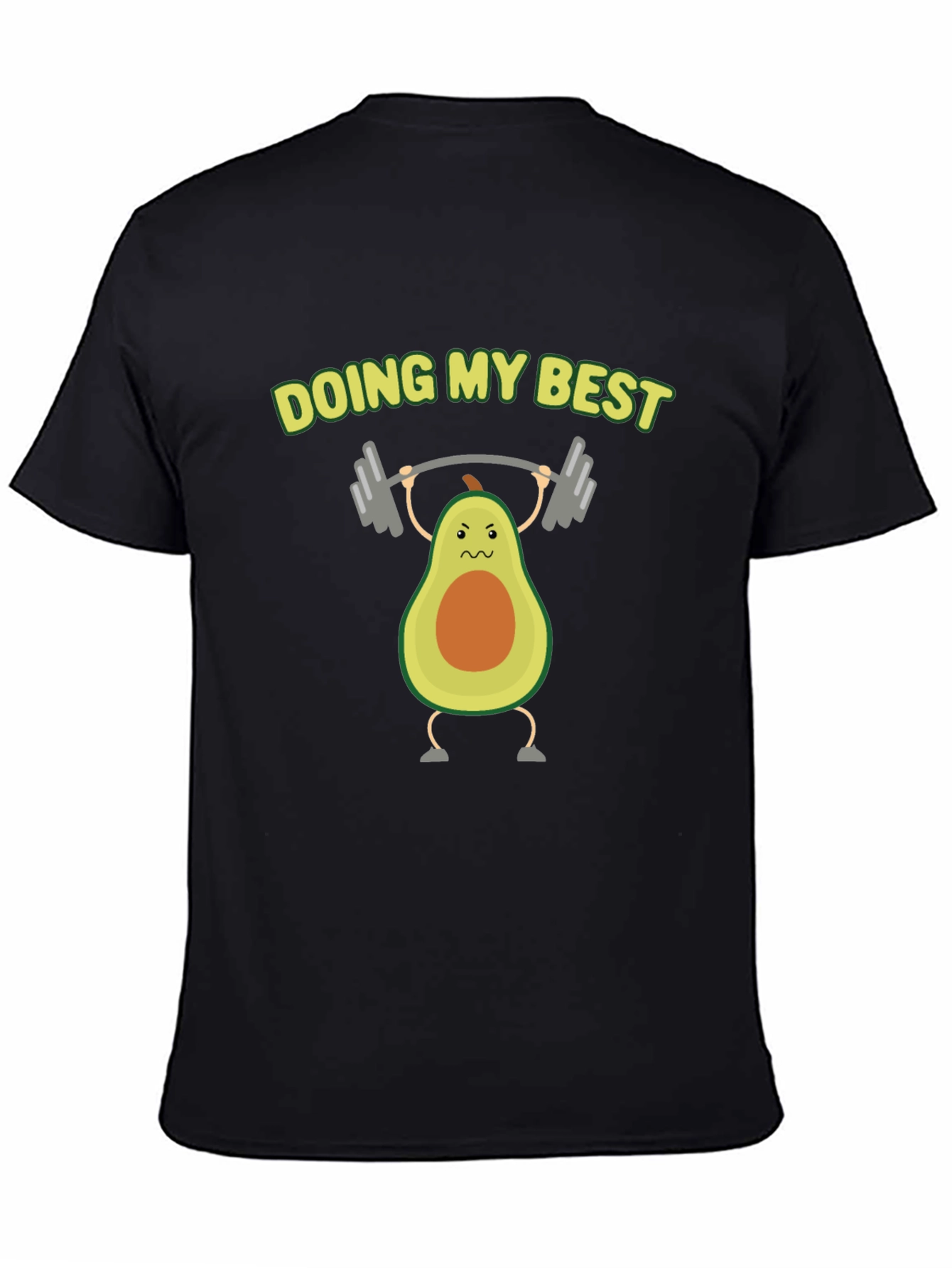 Funny Avocado Lifting Weights Graphic T-Shirt