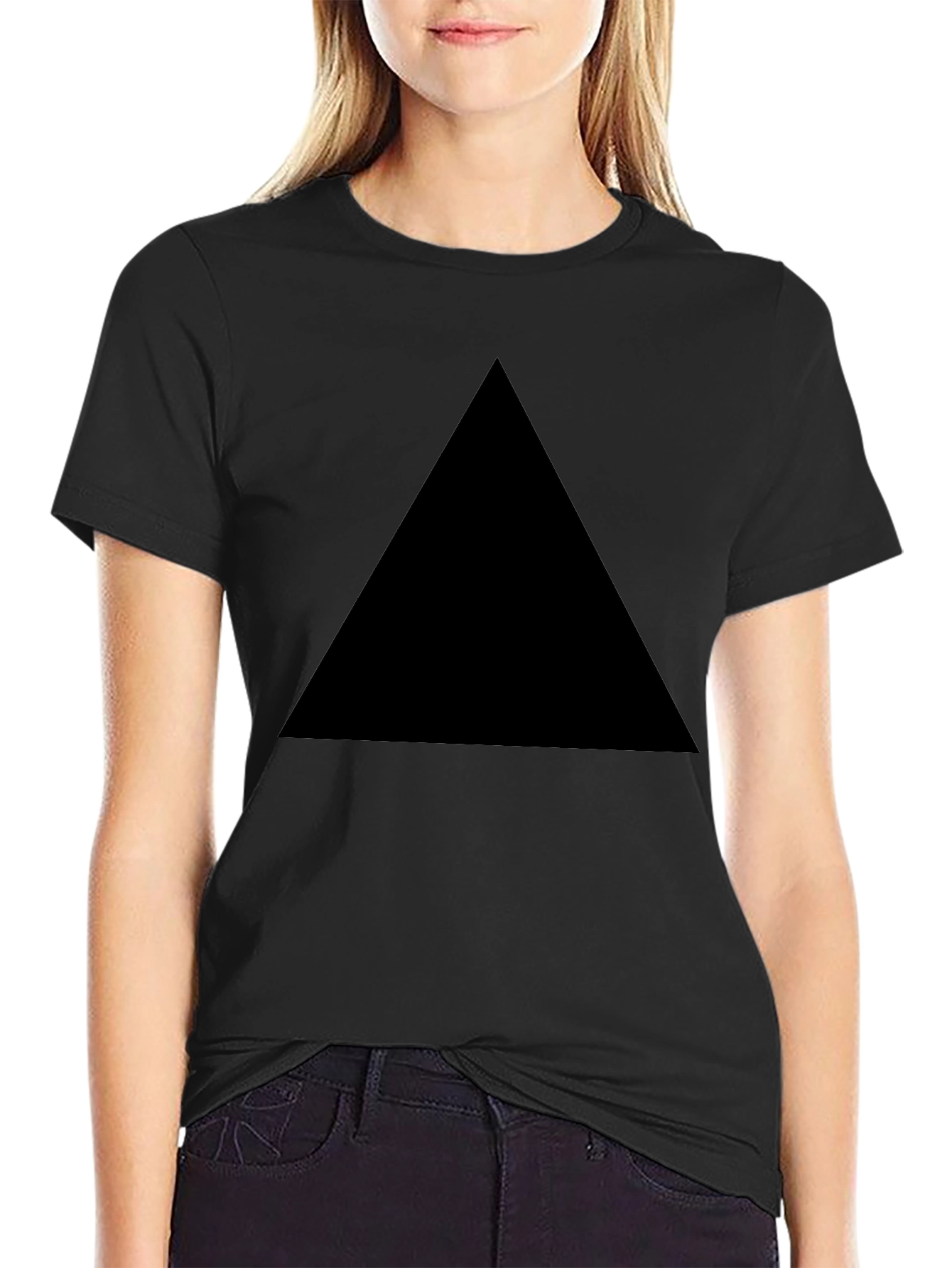 Mens Black T-Shirt with Geometric Triangle Design
