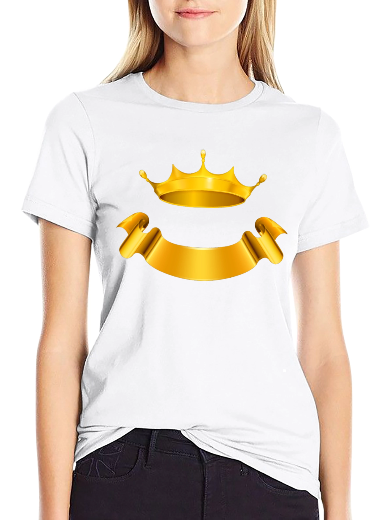 Golden Crown and Banner Black T-Shirt