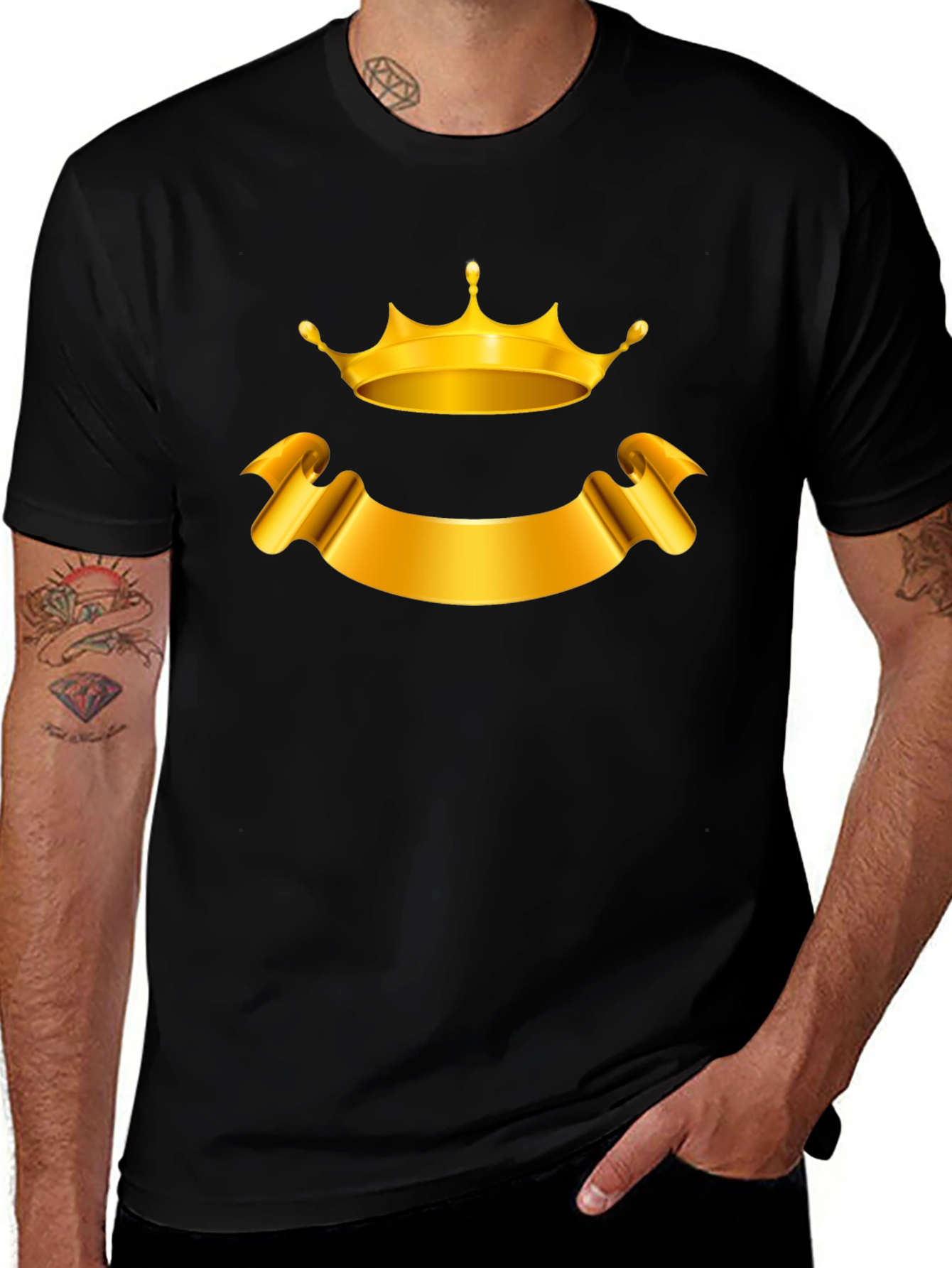 Golden Crown and Banner Black T-Shirt